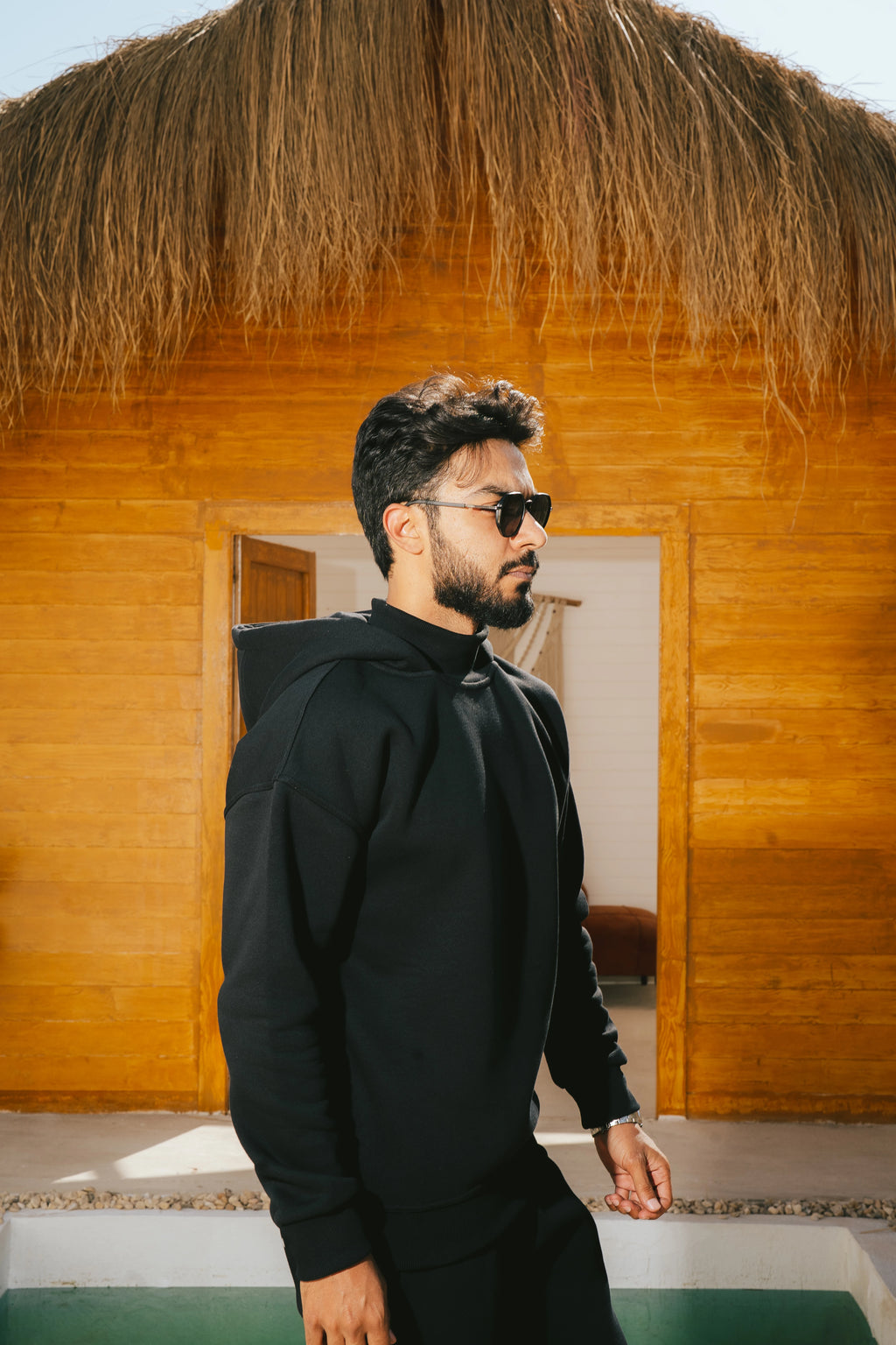 H-Neck Hoodie (Black)