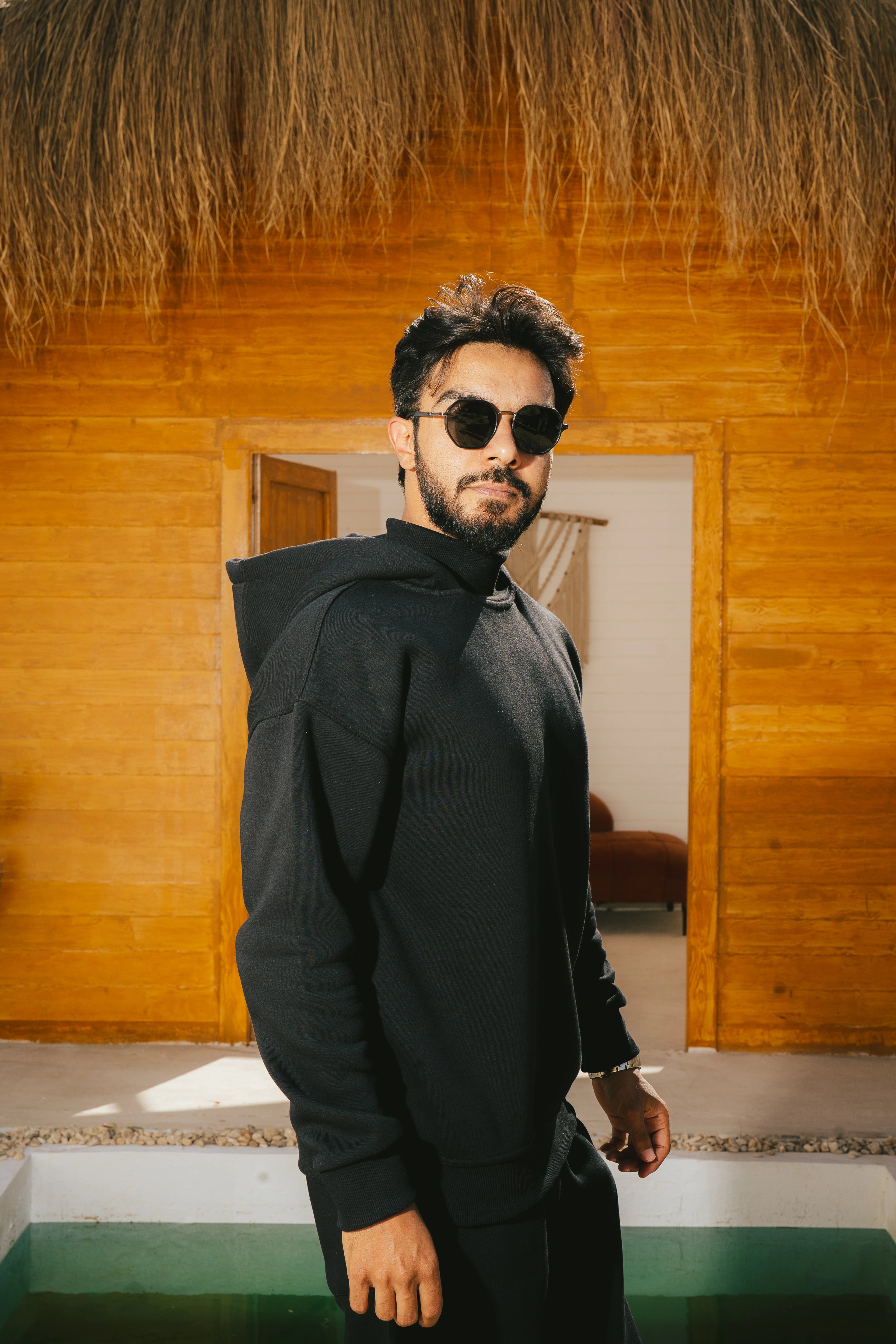 H-Neck Hoodie (Black)