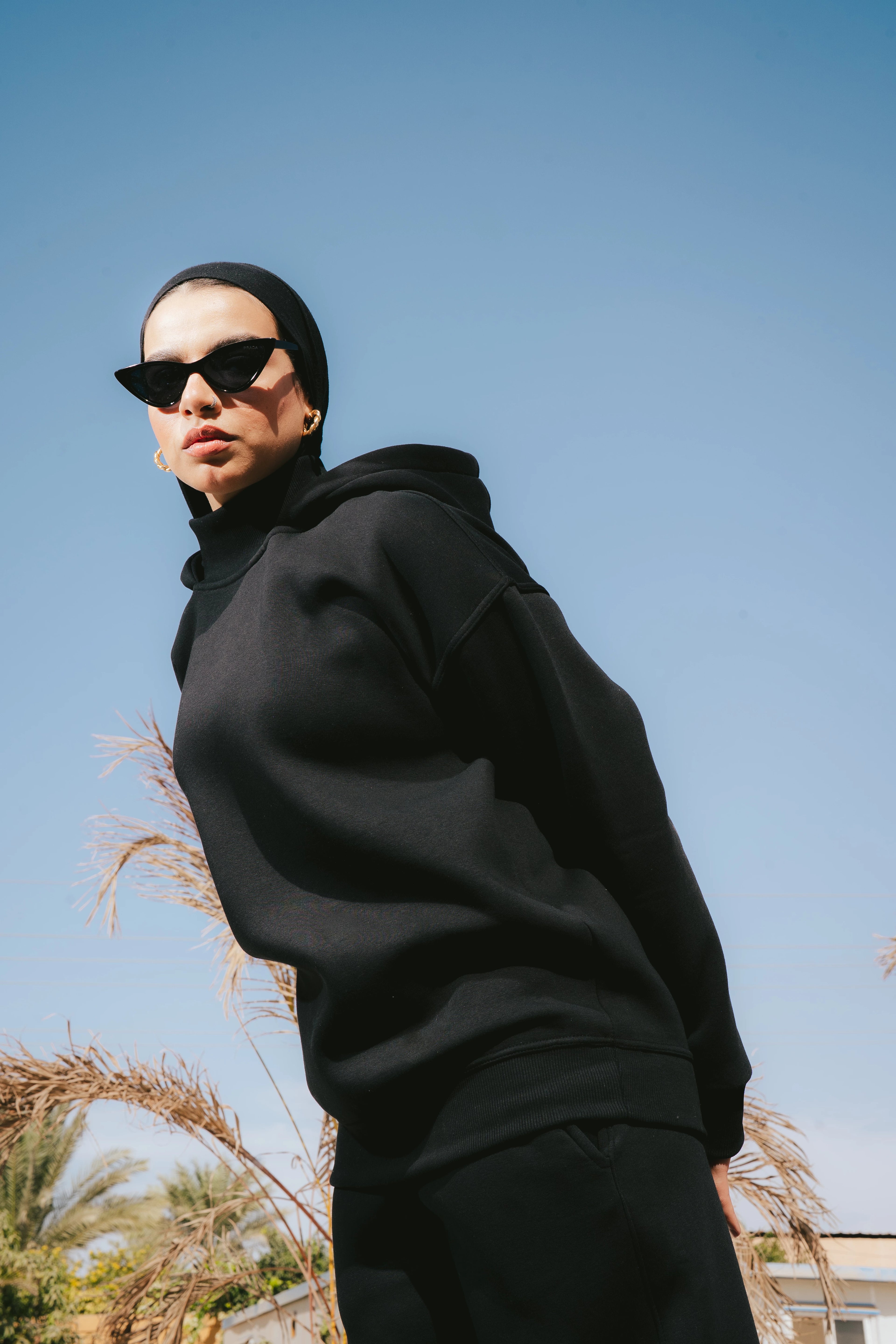 H-Neck Hoodie (Black)