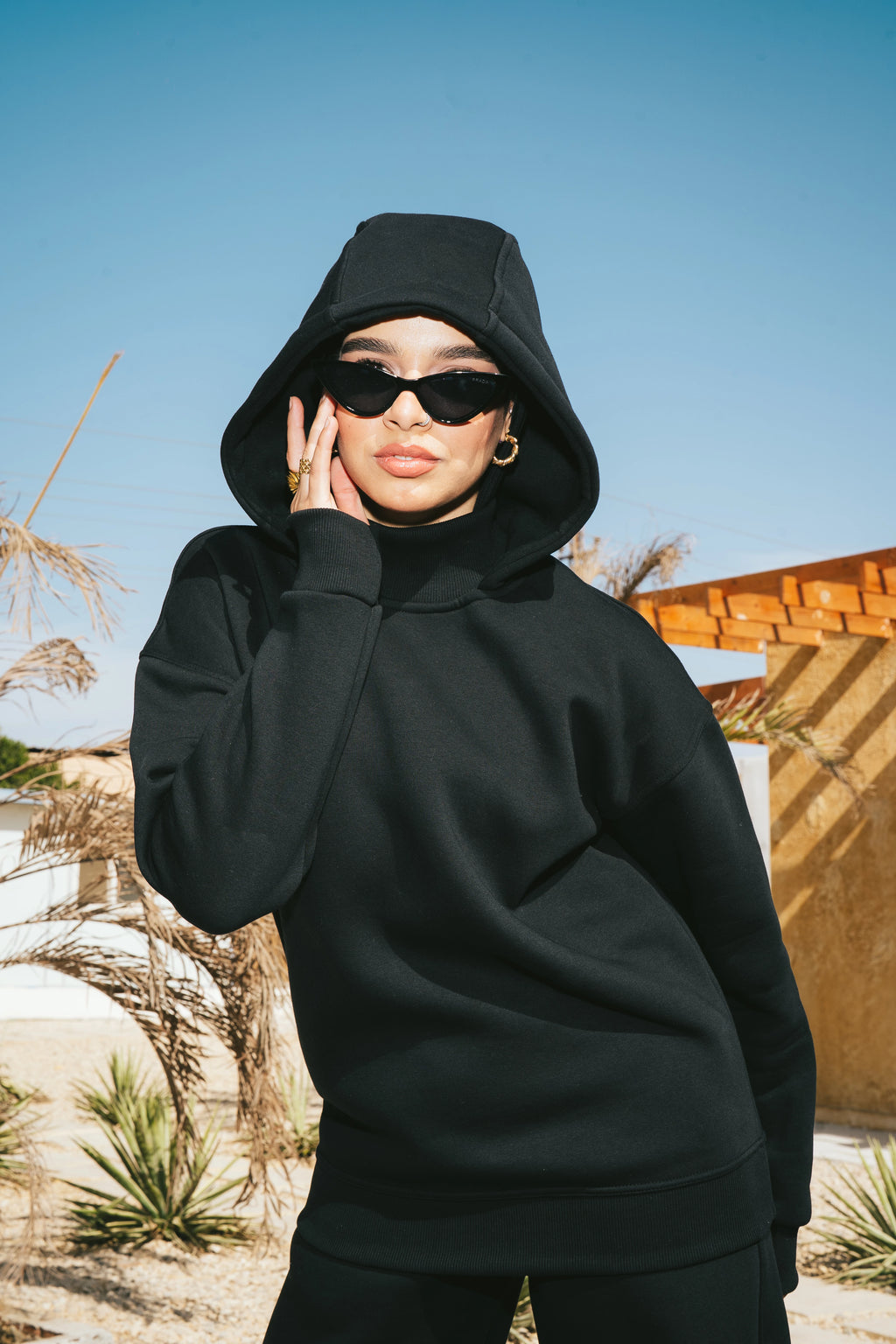 H-Neck Hoodie (Black)