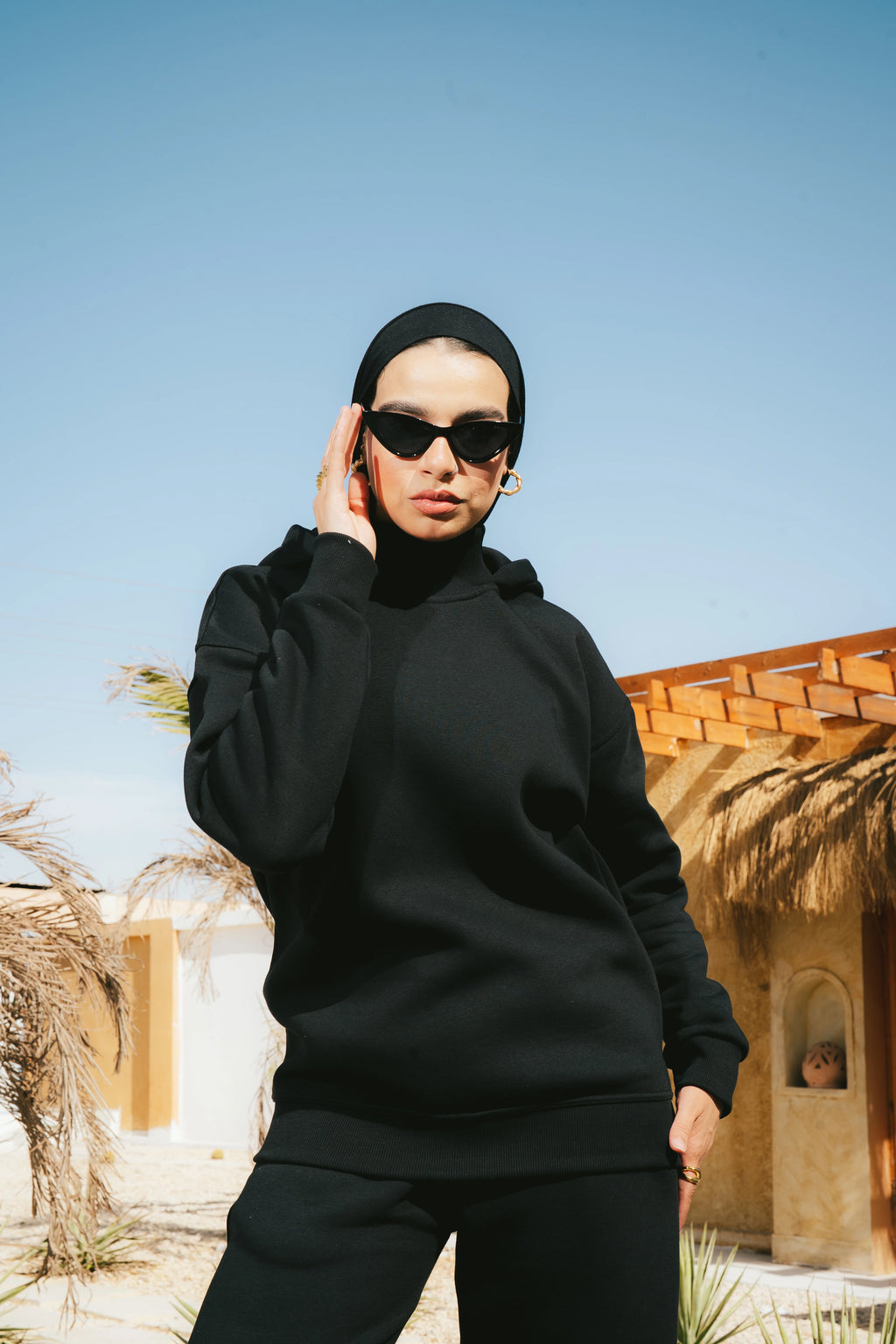 H-Neck Hoodie (Black)