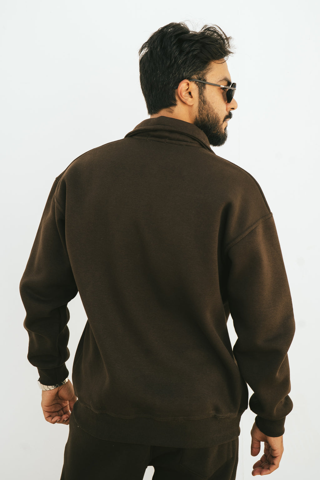 Half-Zip Sweatshirt (Dark Brown)