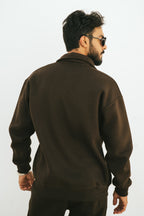 Half-Zip Sweatshirt (Dark Brown)