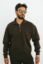 Half-Zip Sweatshirt (Dark Brown)