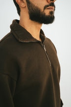 Half-Zip Sweatshirt (Dark Brown)