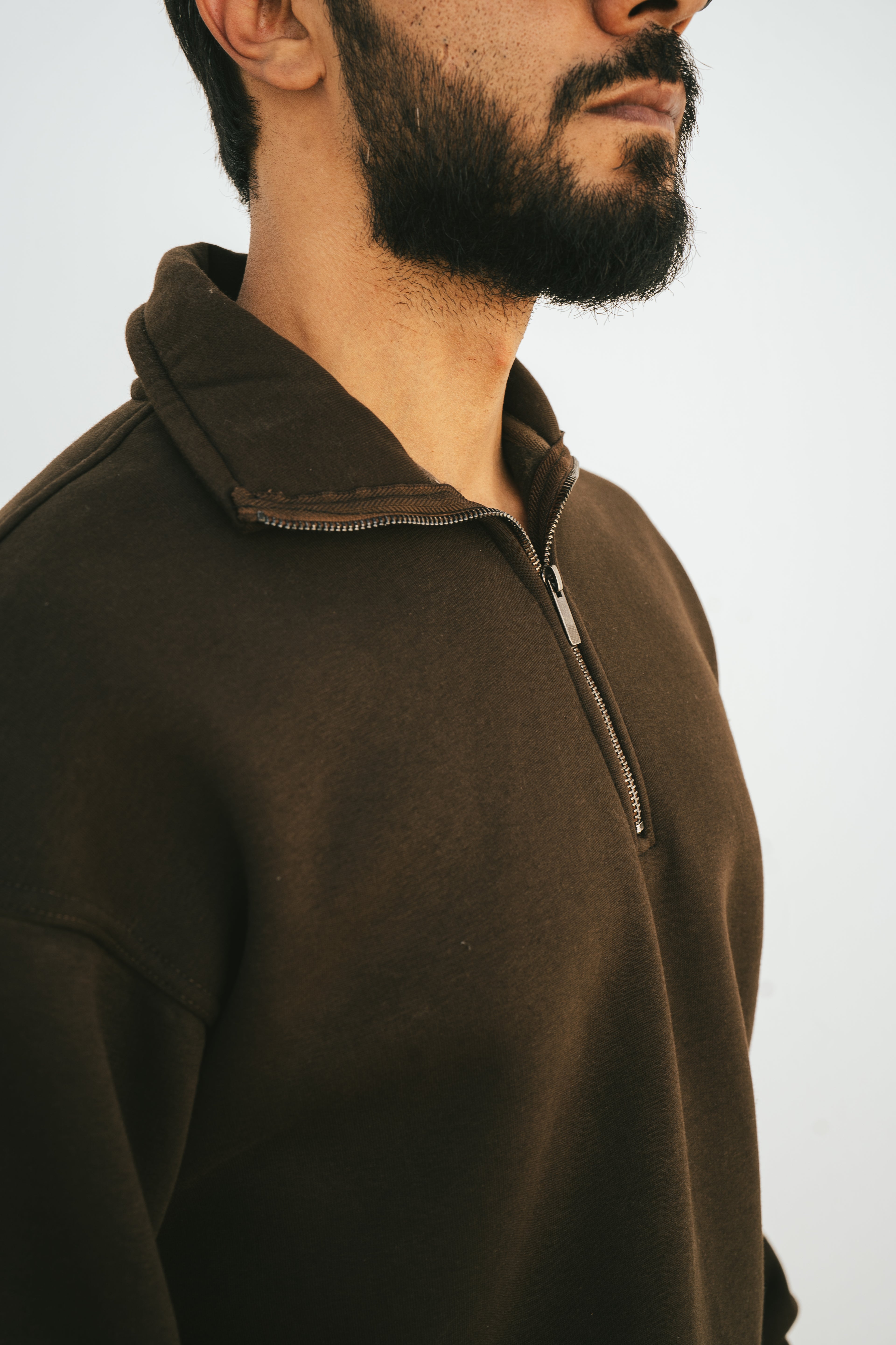 Half-Zip Sweatshirt (Dark Brown)