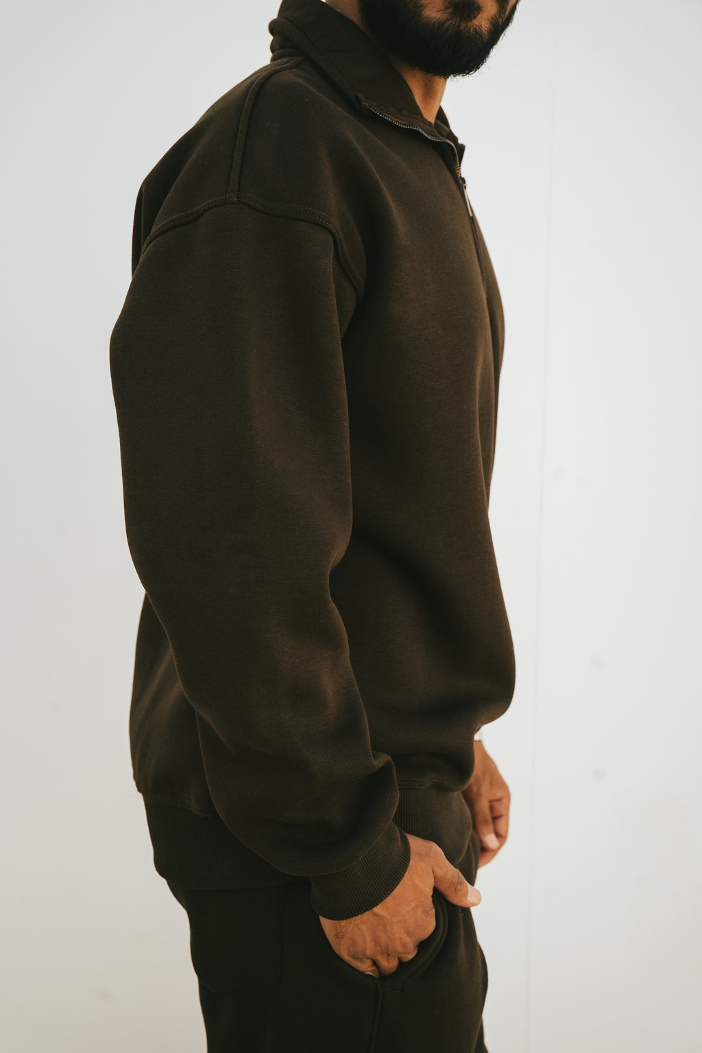 Half-Zip Sweatshirt (Dark Brown)