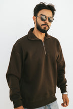 Half-Zip Sweatshirt (Dark Brown)