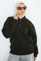 Half-Zip Sweatshirt (Dark Brown)