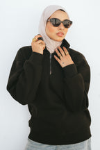 Half-Zip Sweatshirt (Dark Brown)