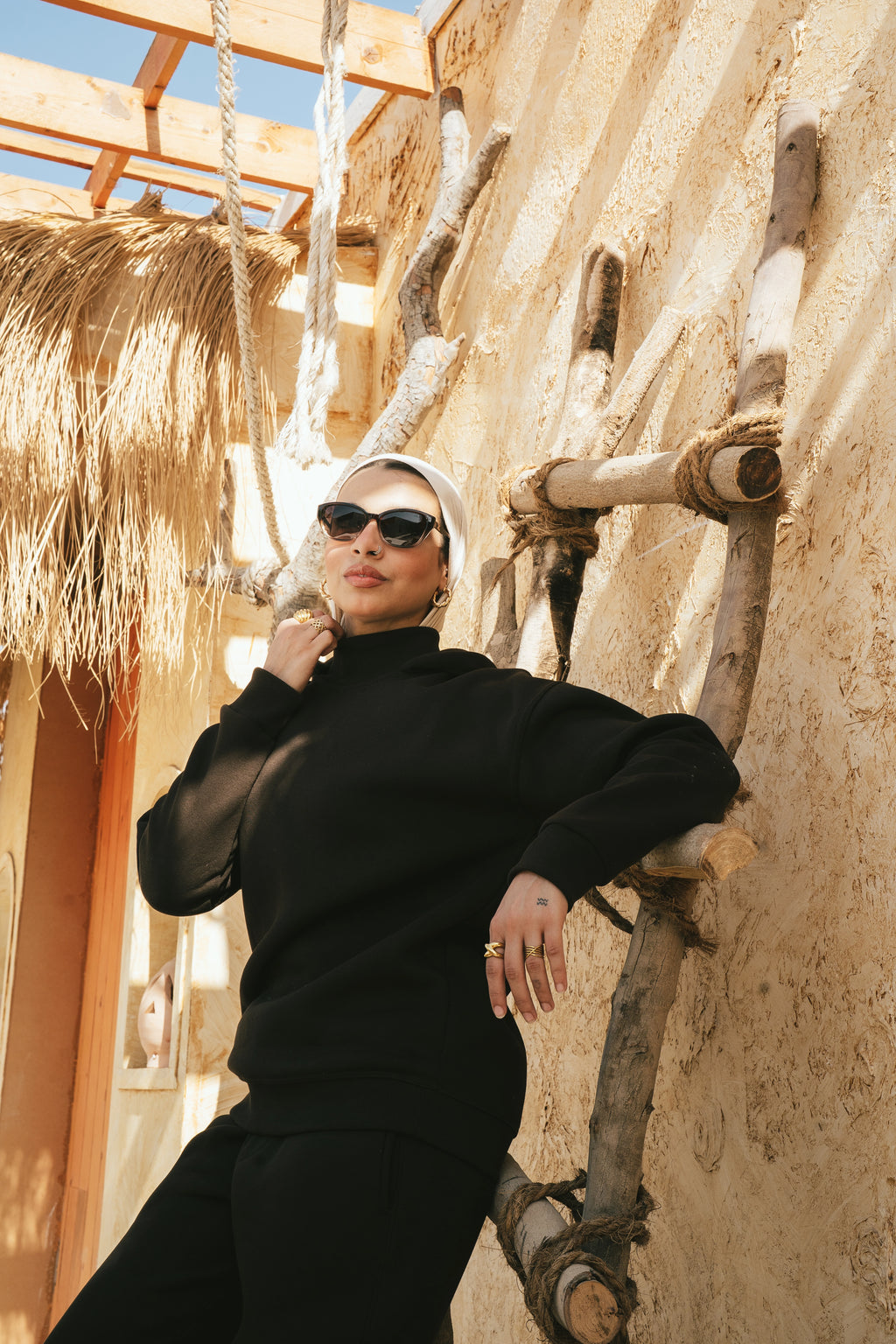 H-Neck Hoodie (Dark Brown)