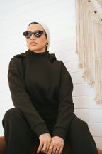 H-Neck Hoodie (Dark Brown)