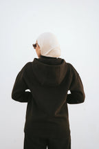 H-Neck Hoodie (Dark Brown)