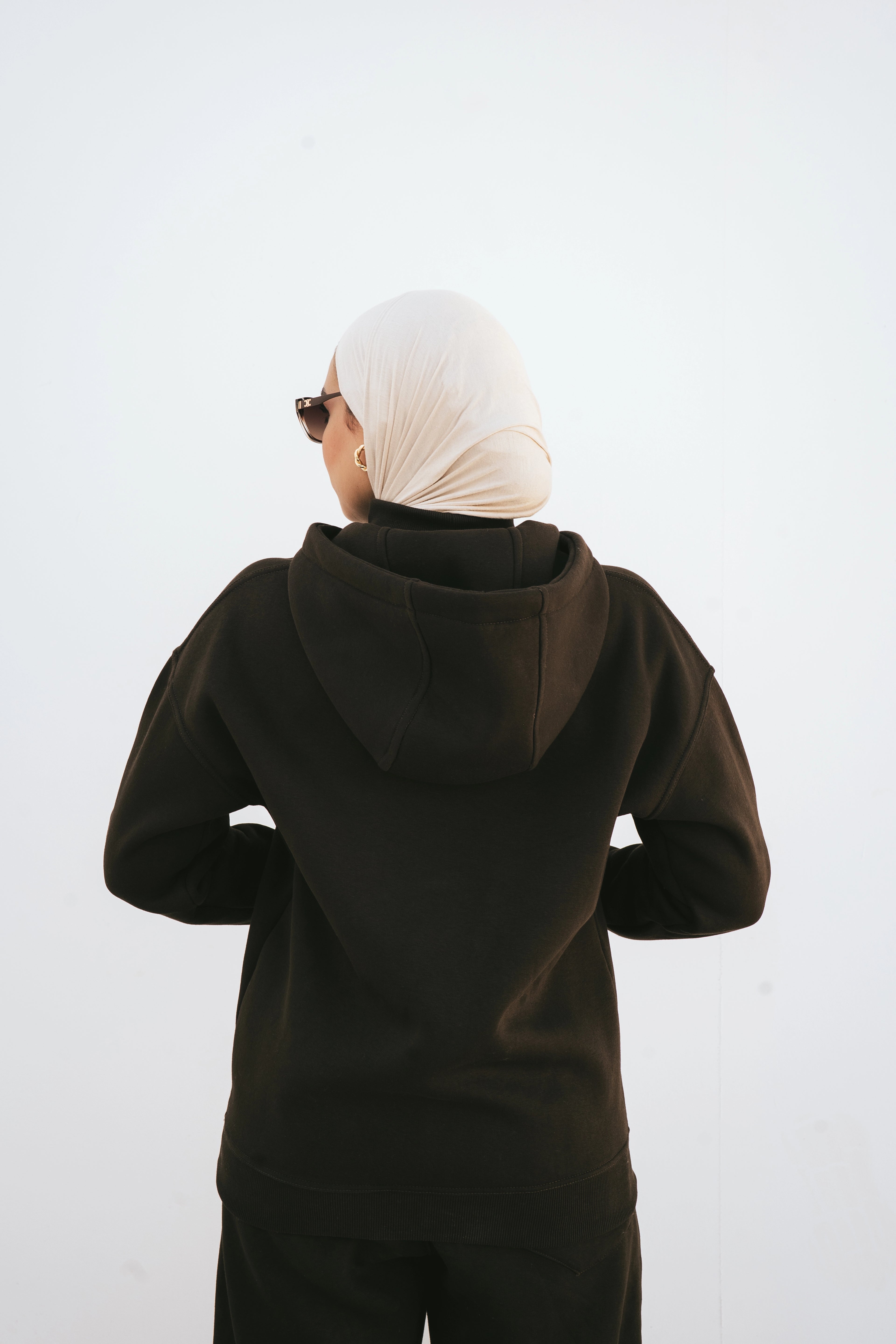H-Neck Hoodie (Dark Brown)