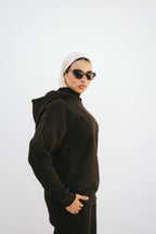 H-Neck Hoodie (Dark Brown)