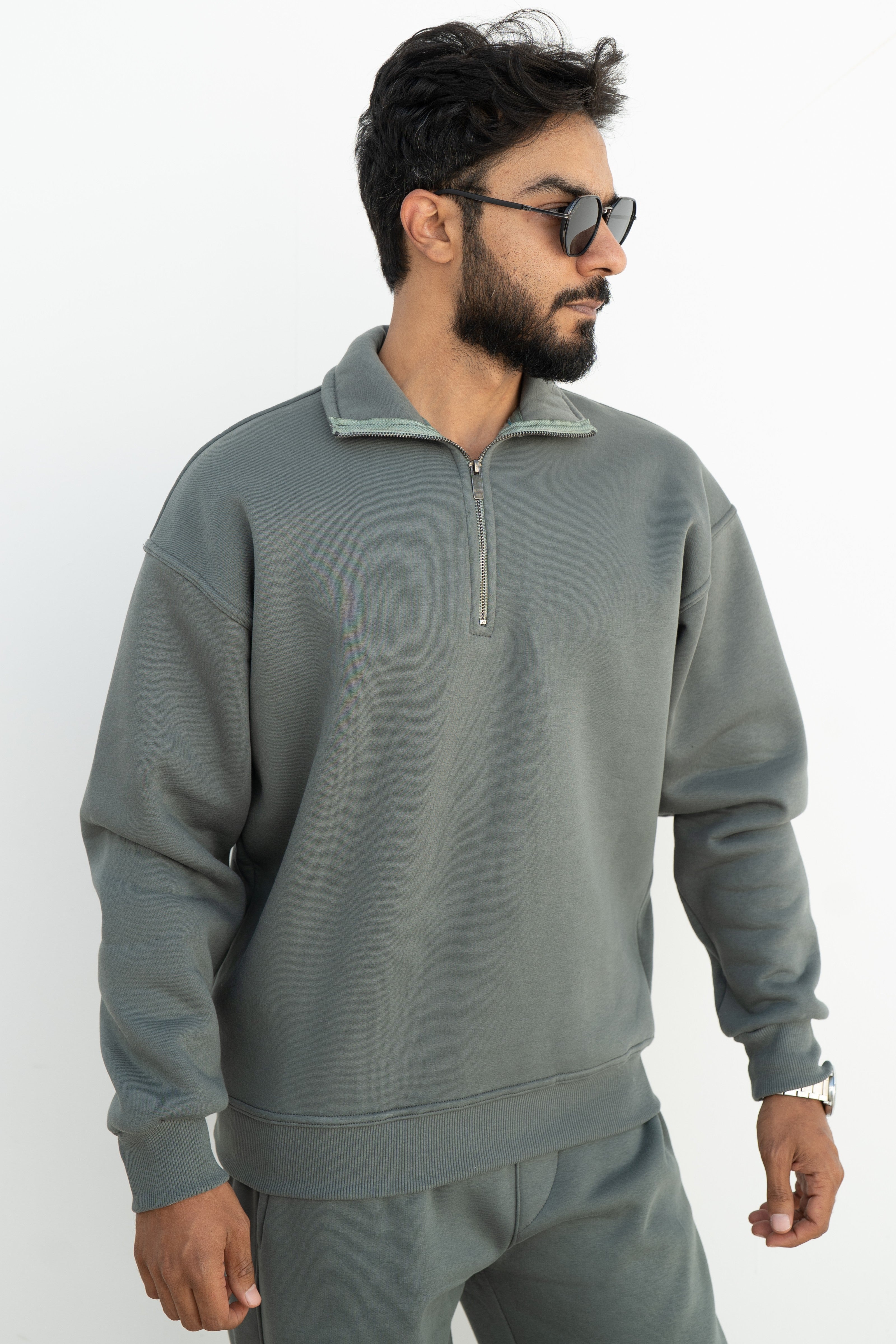 Half-Zip Sweatshirt (Forest Green)