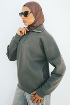 Half-Zip Sweatshirt (Forest Green)