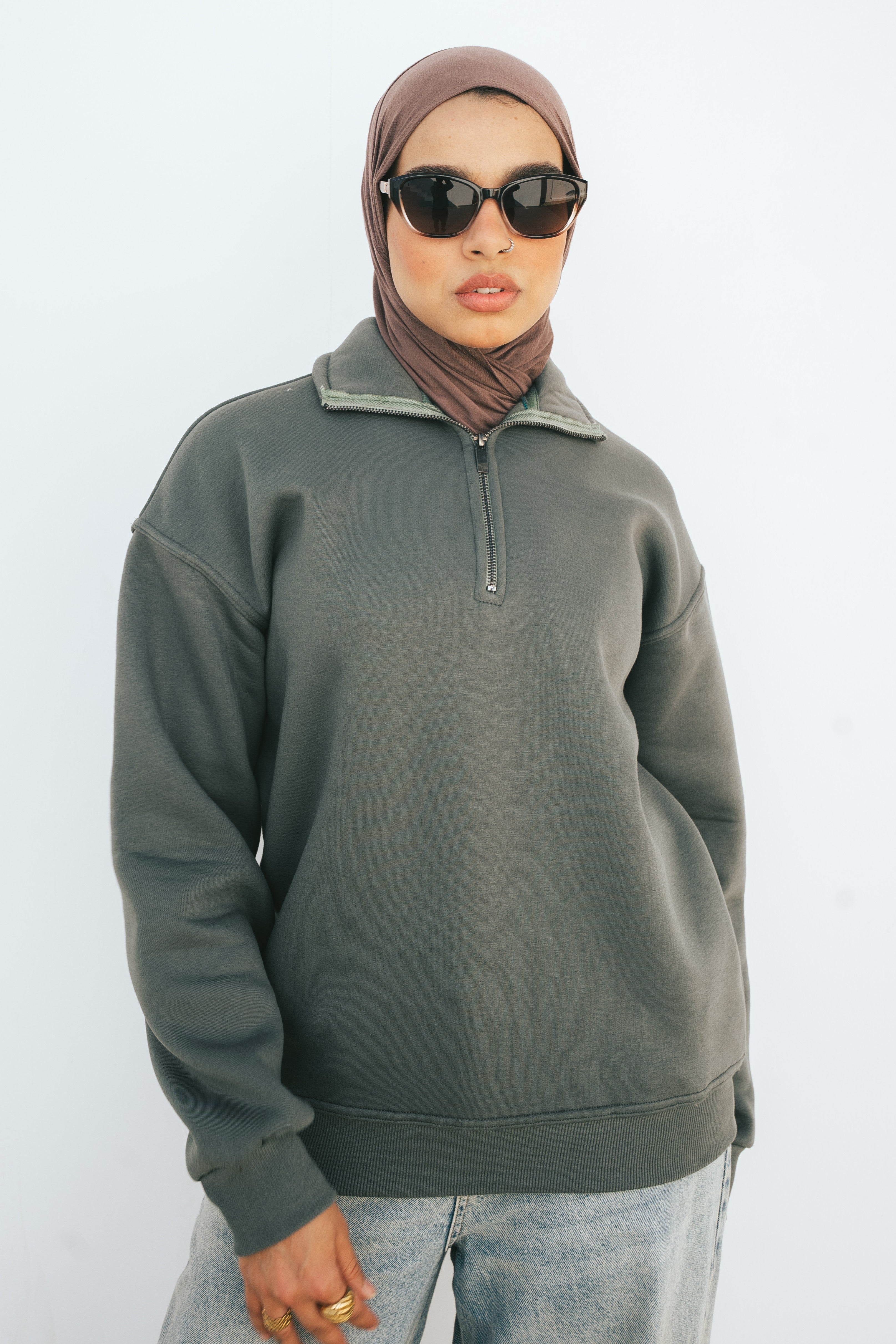 Half-Zip Sweatshirt (Forest Green)