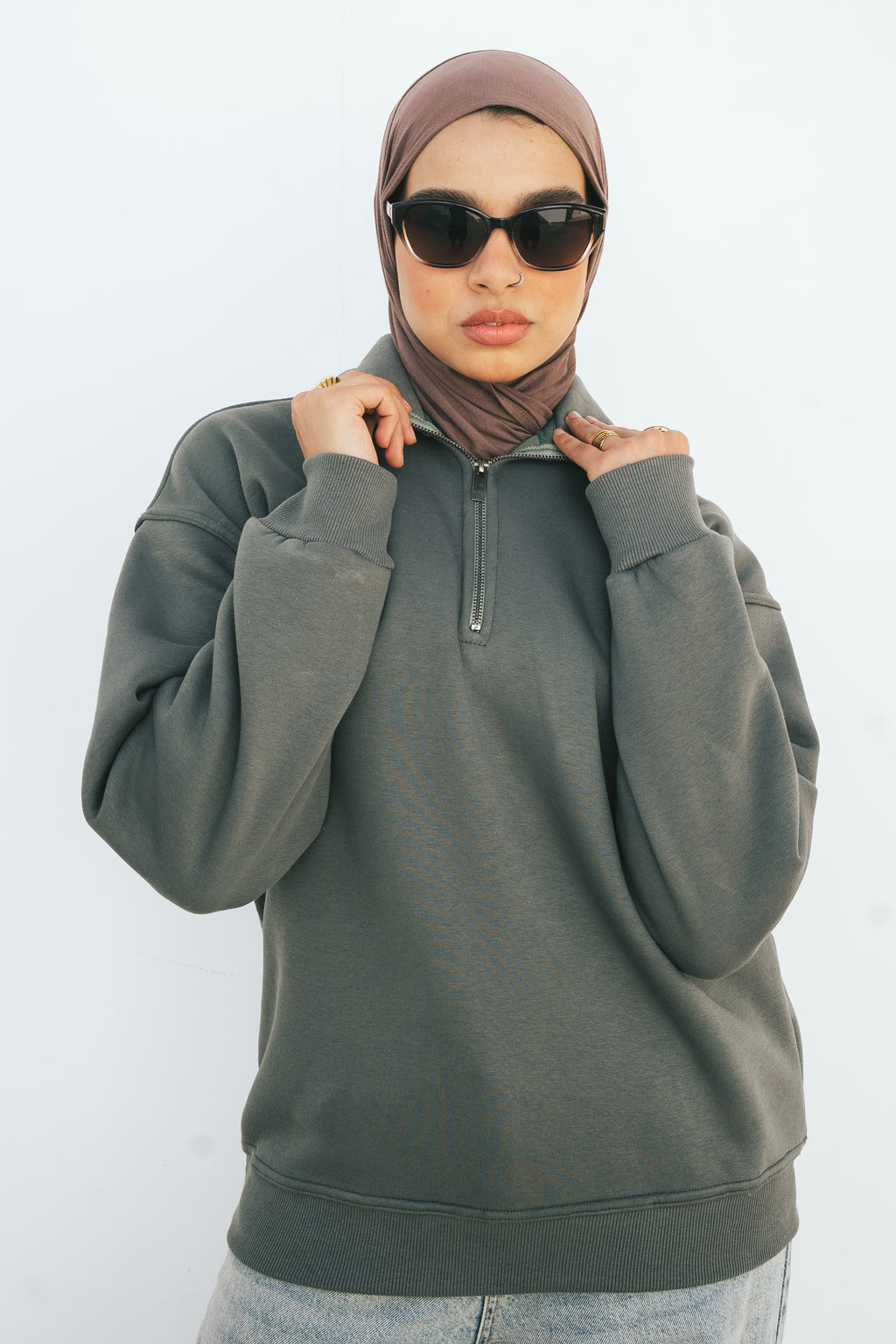 Half-Zip Sweatshirt (Forest Green)