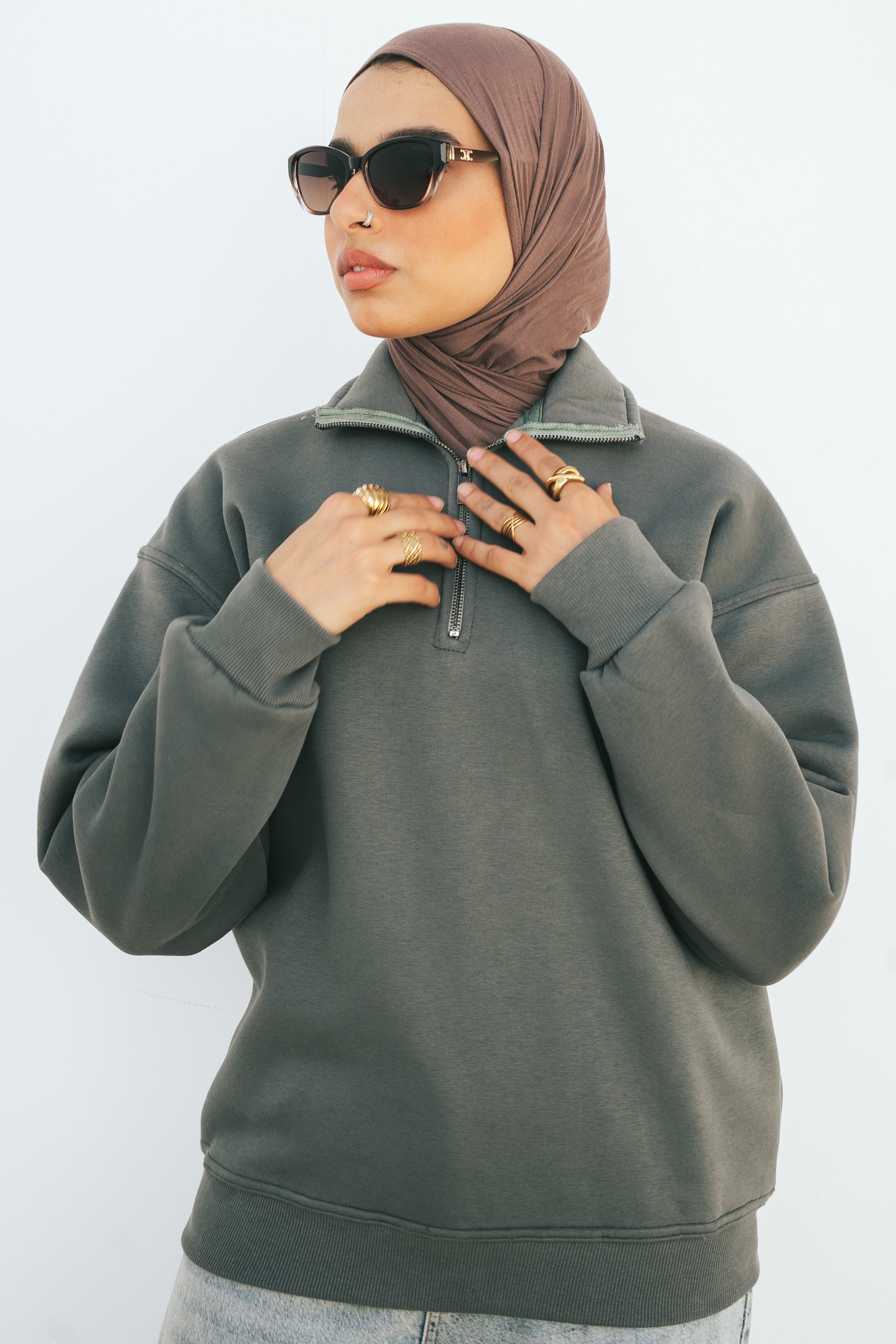 Half-Zip Sweatshirt (Forest Green)