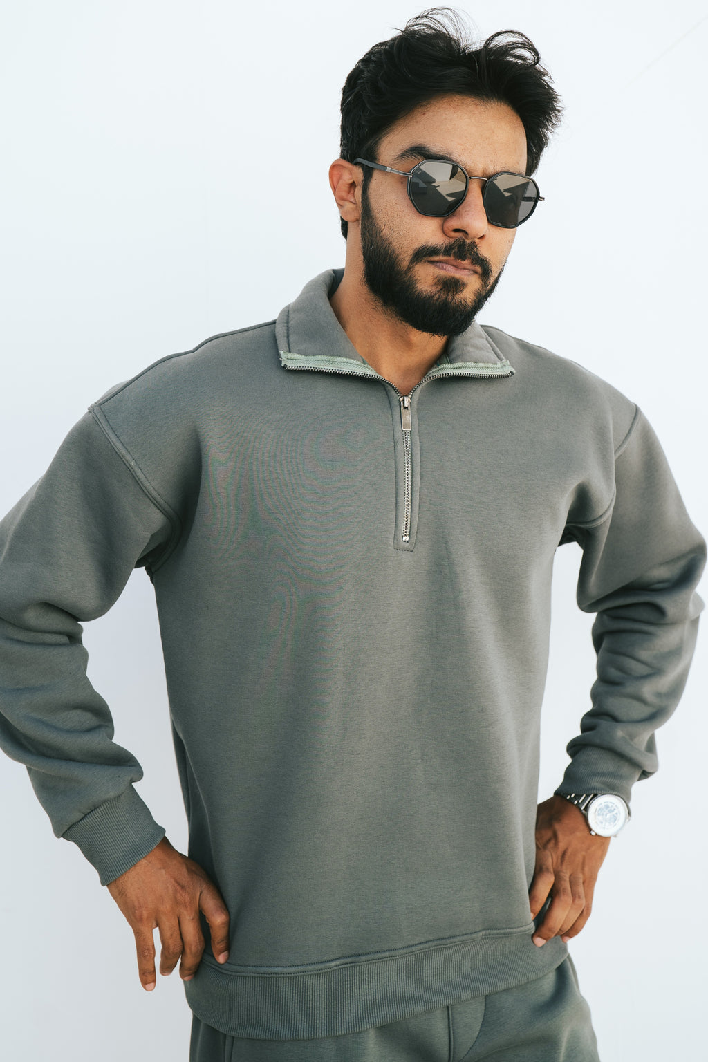 Half-Zip Sweatshirt (Forest Green)