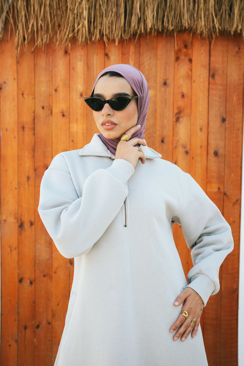 Hoodie Dress (Light Gray)