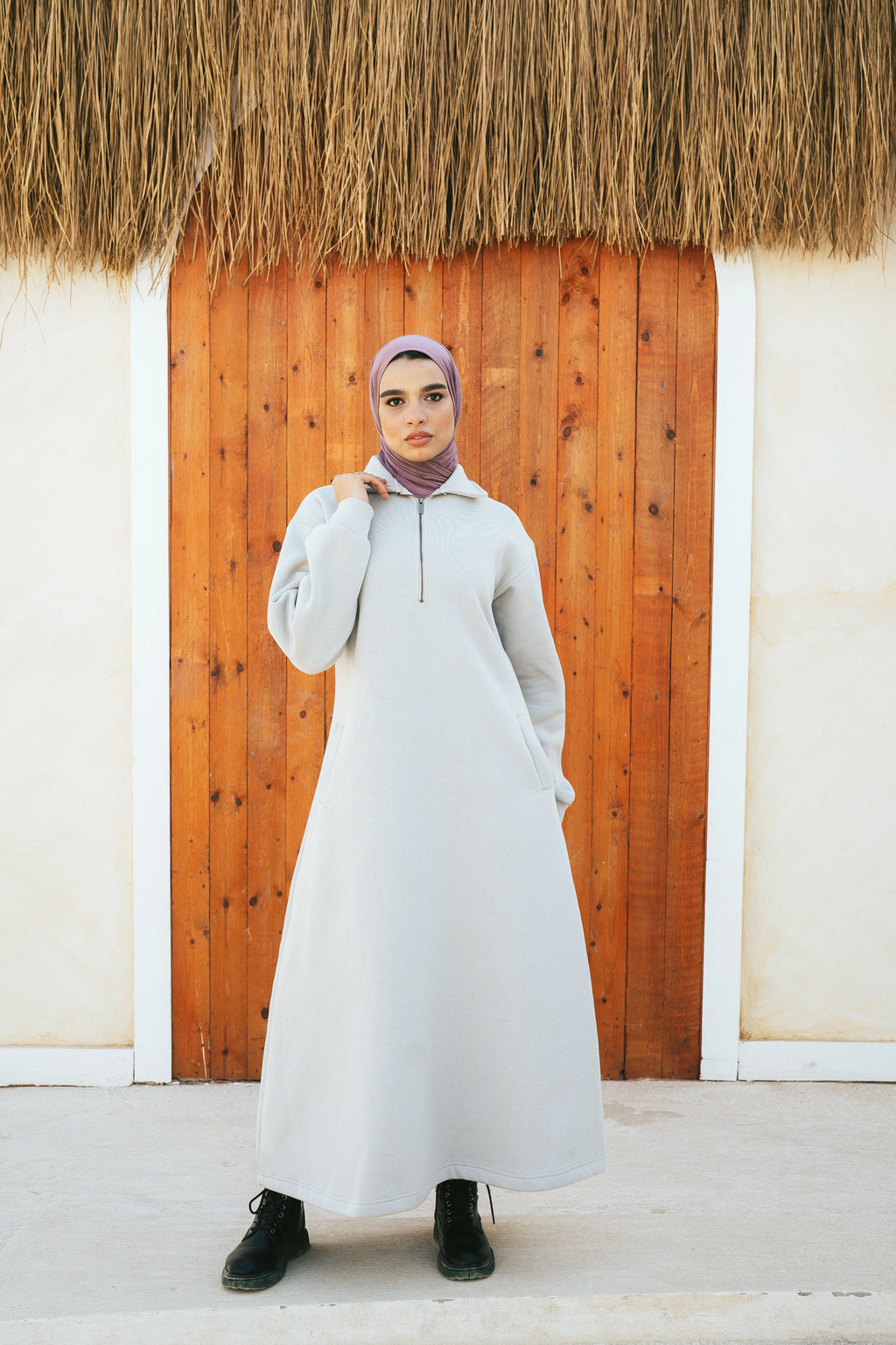 Hoodie Dress (Light Gray)