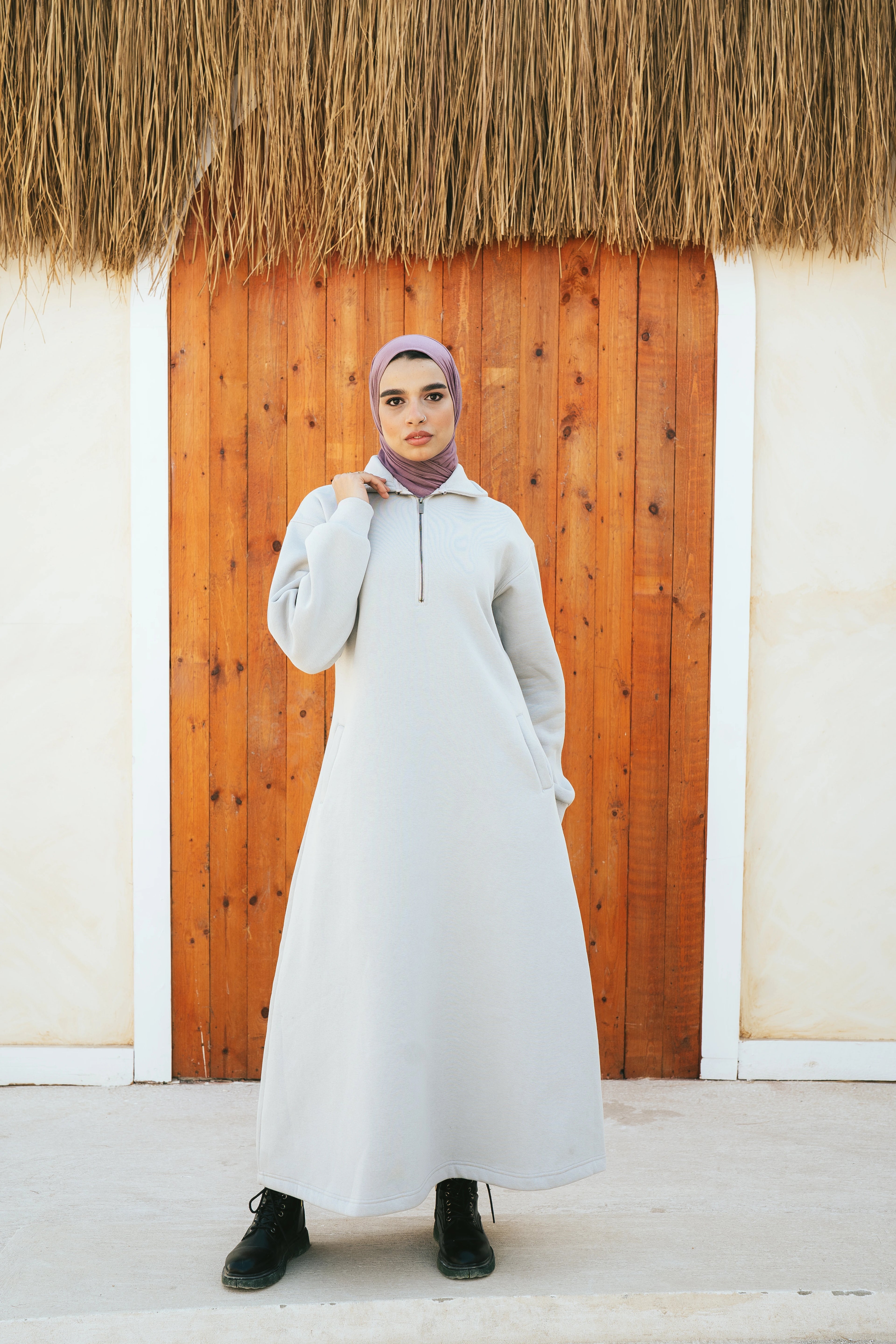 Hoodie Dress (Light Gray)