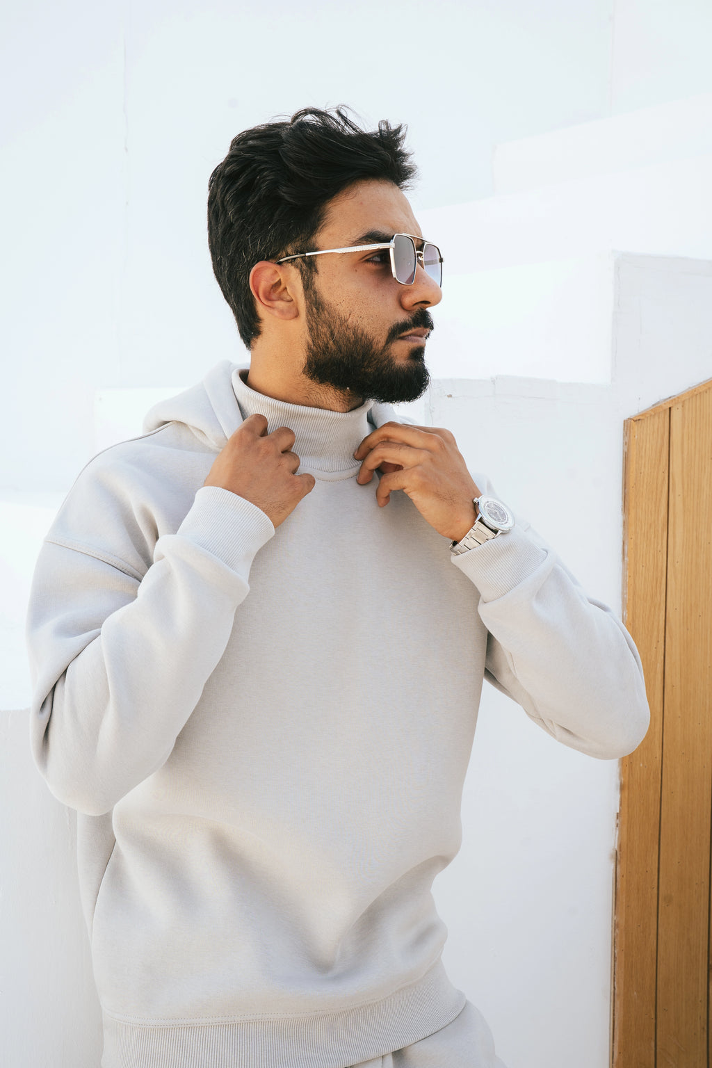 H-Neck Hoodie (Light Gray)