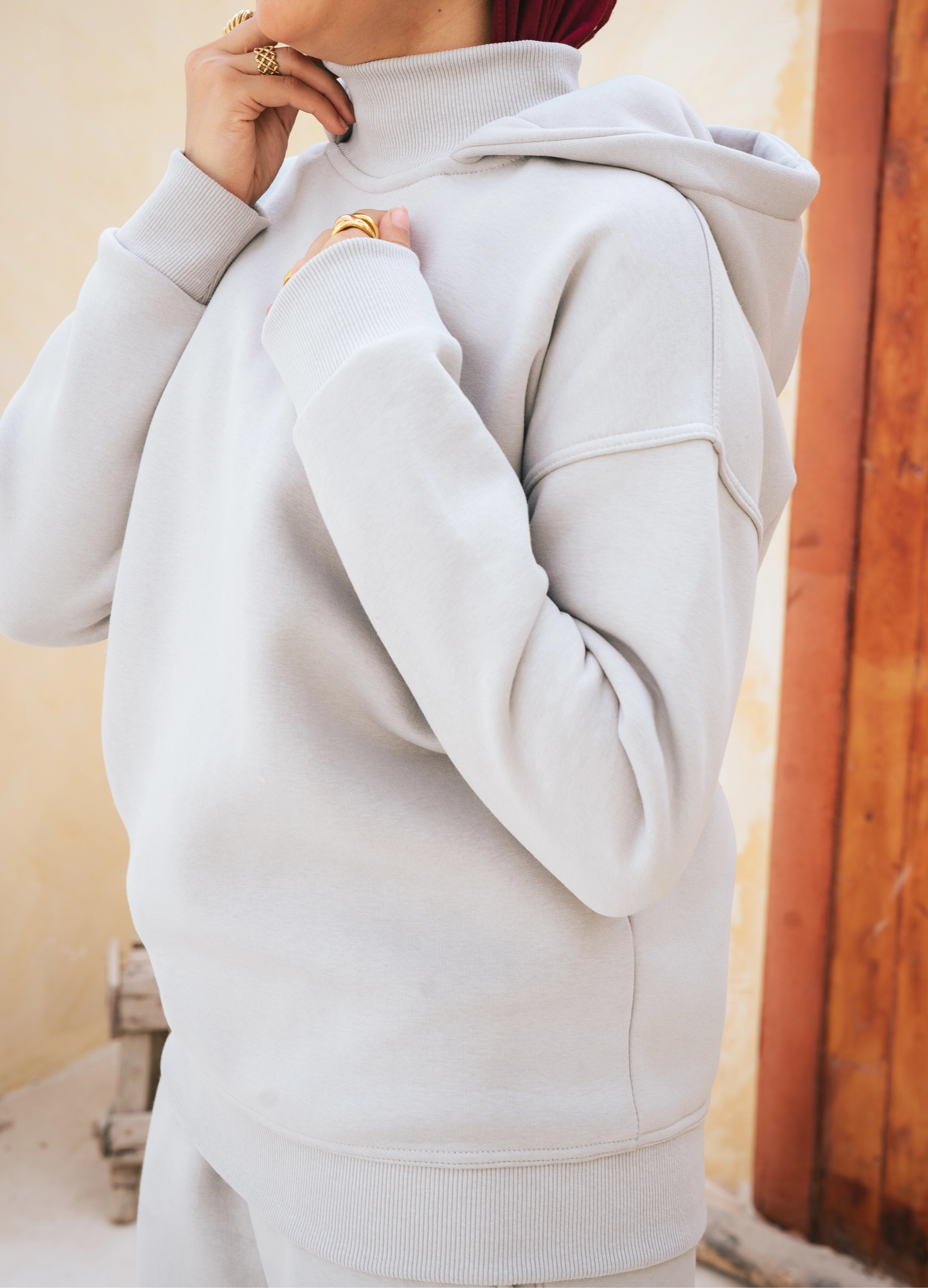 H-Neck Hoodie (Light Gray)
