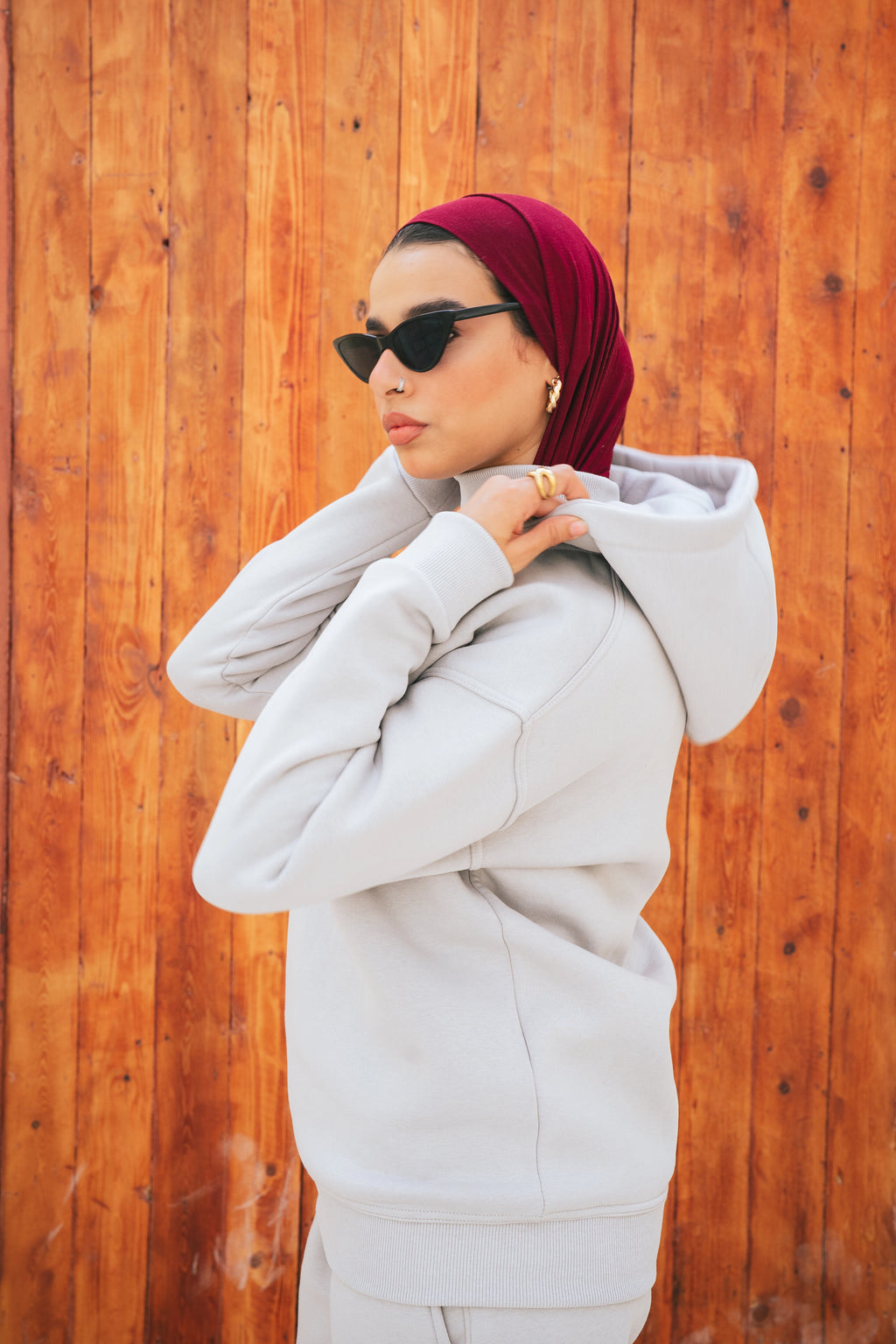 H-Neck Hoodie (Light Gray)