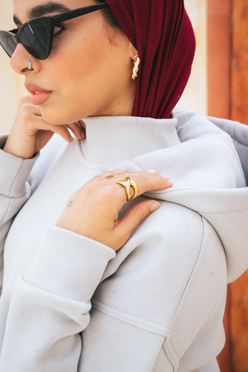 H-Neck Hoodie (Light Gray)