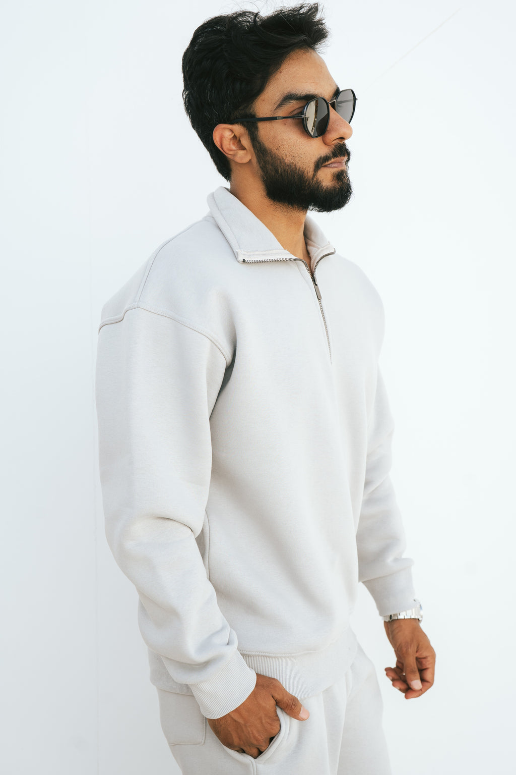 Half-Zip Sweatshirt (Light Gray)