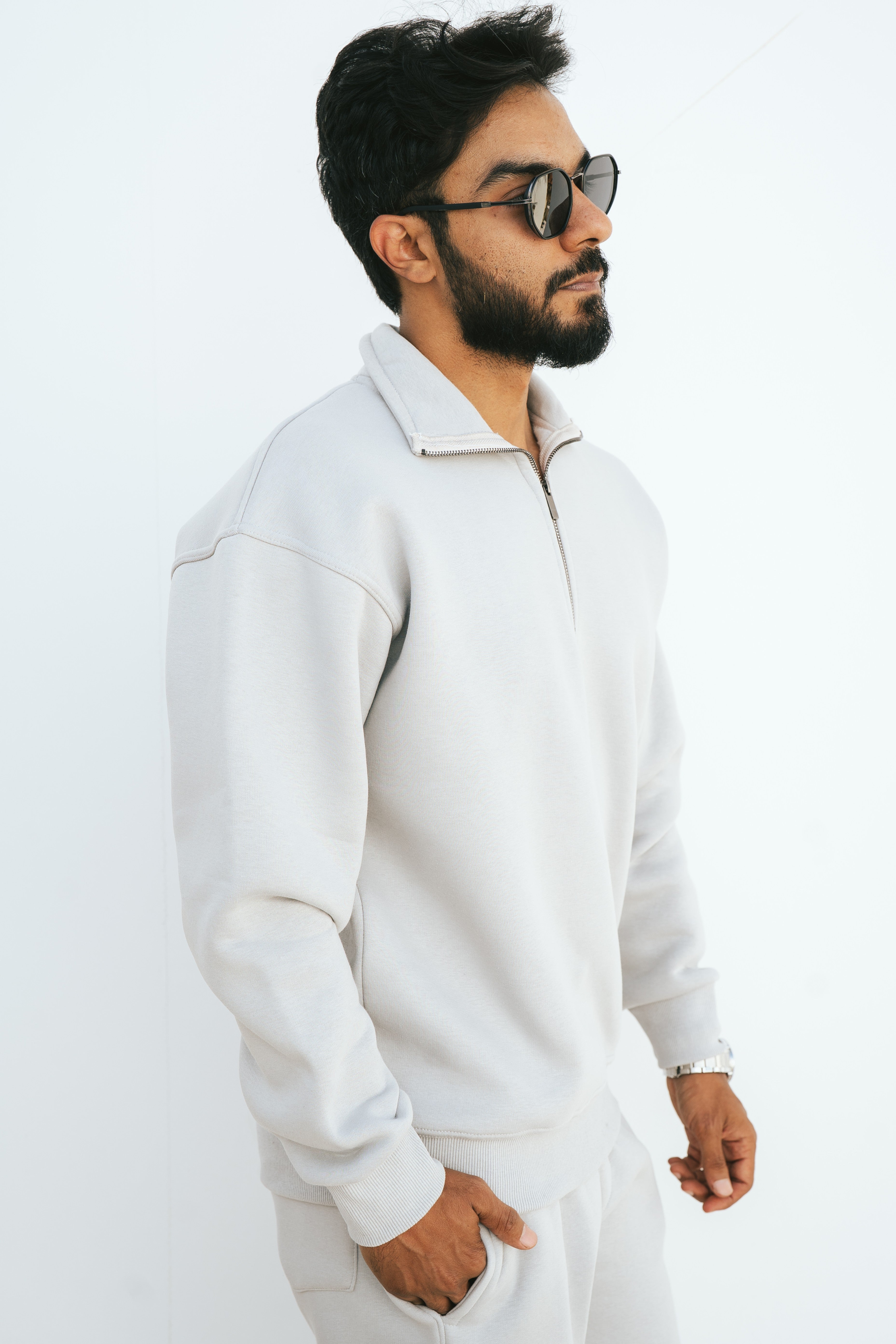 Half-Zip Sweatshirt (Light Gray)