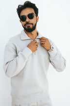 Half-Zip Sweatshirt (Light Gray)