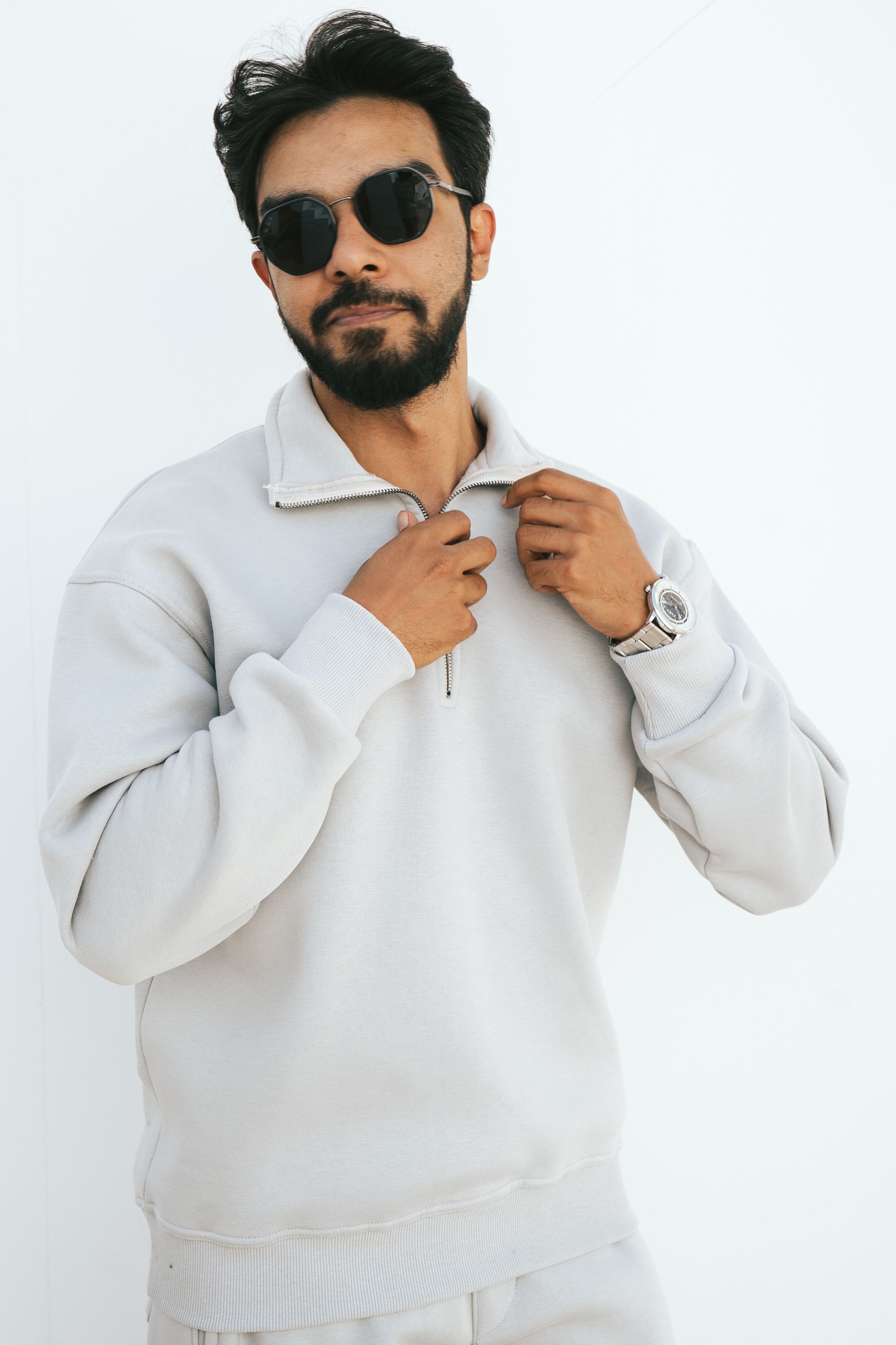 Half-Zip Sweatshirt (Light Gray)