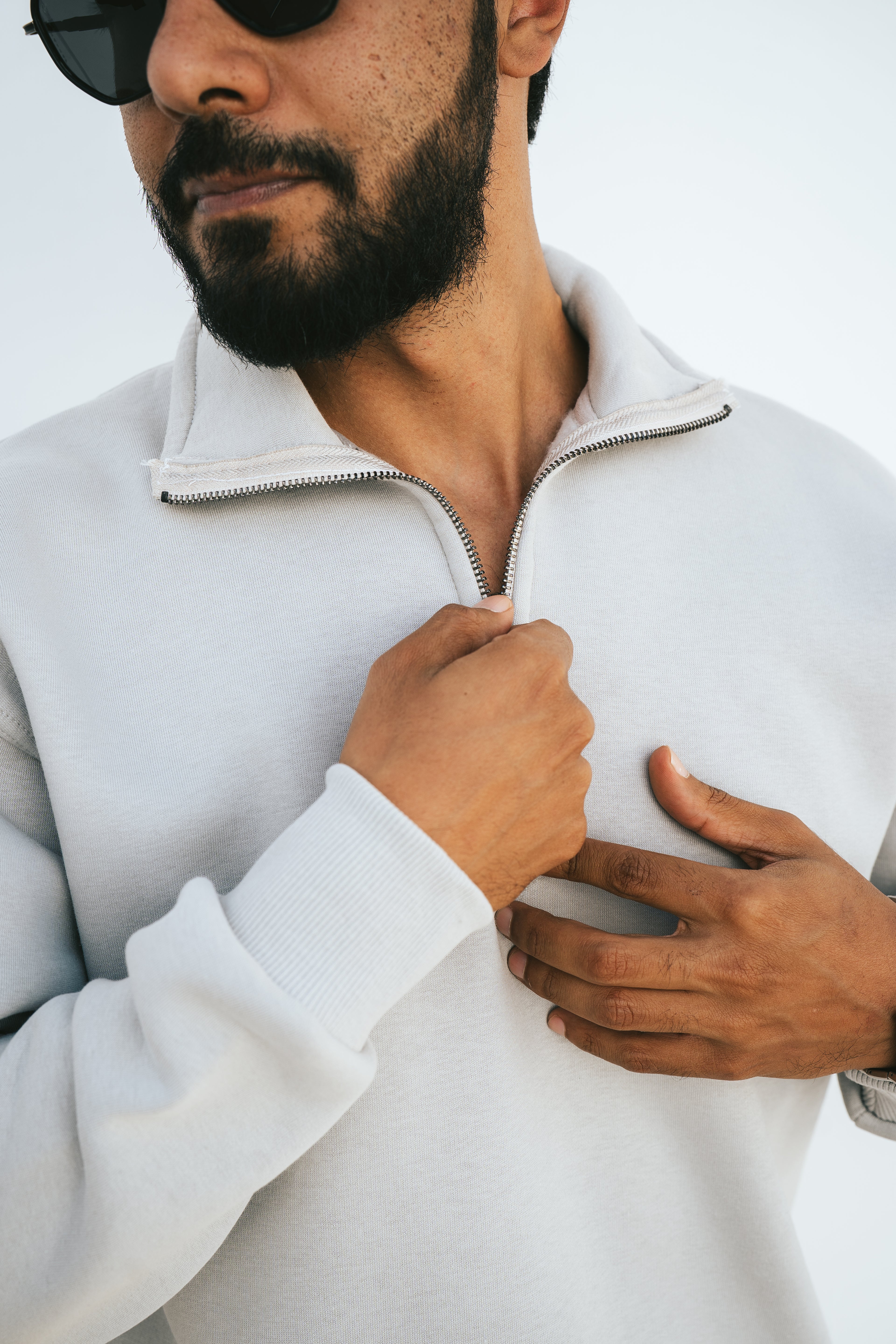 Half-Zip Sweatshirt (Light Gray)