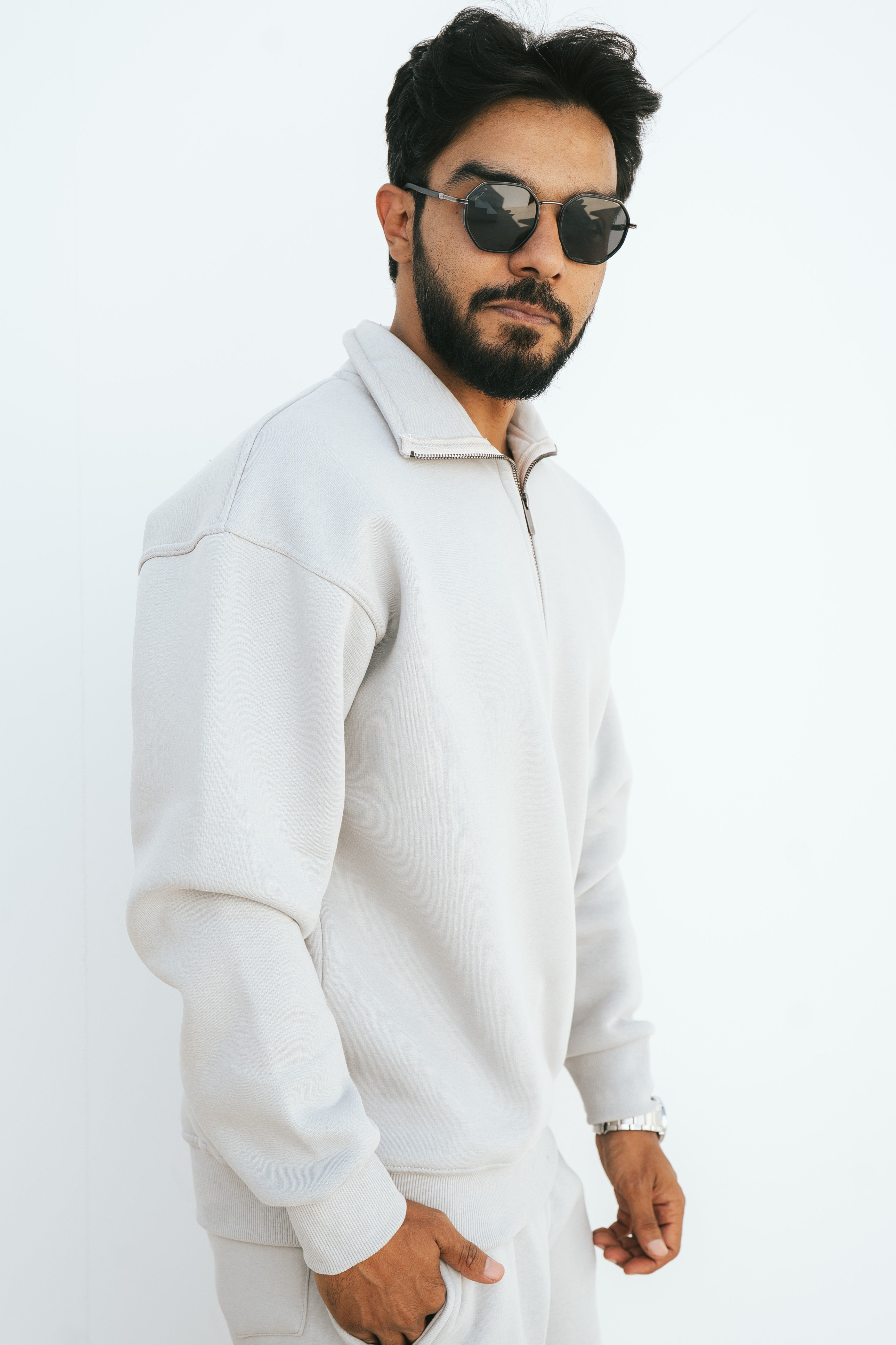 Half-Zip Sweatshirt (Light Gray)