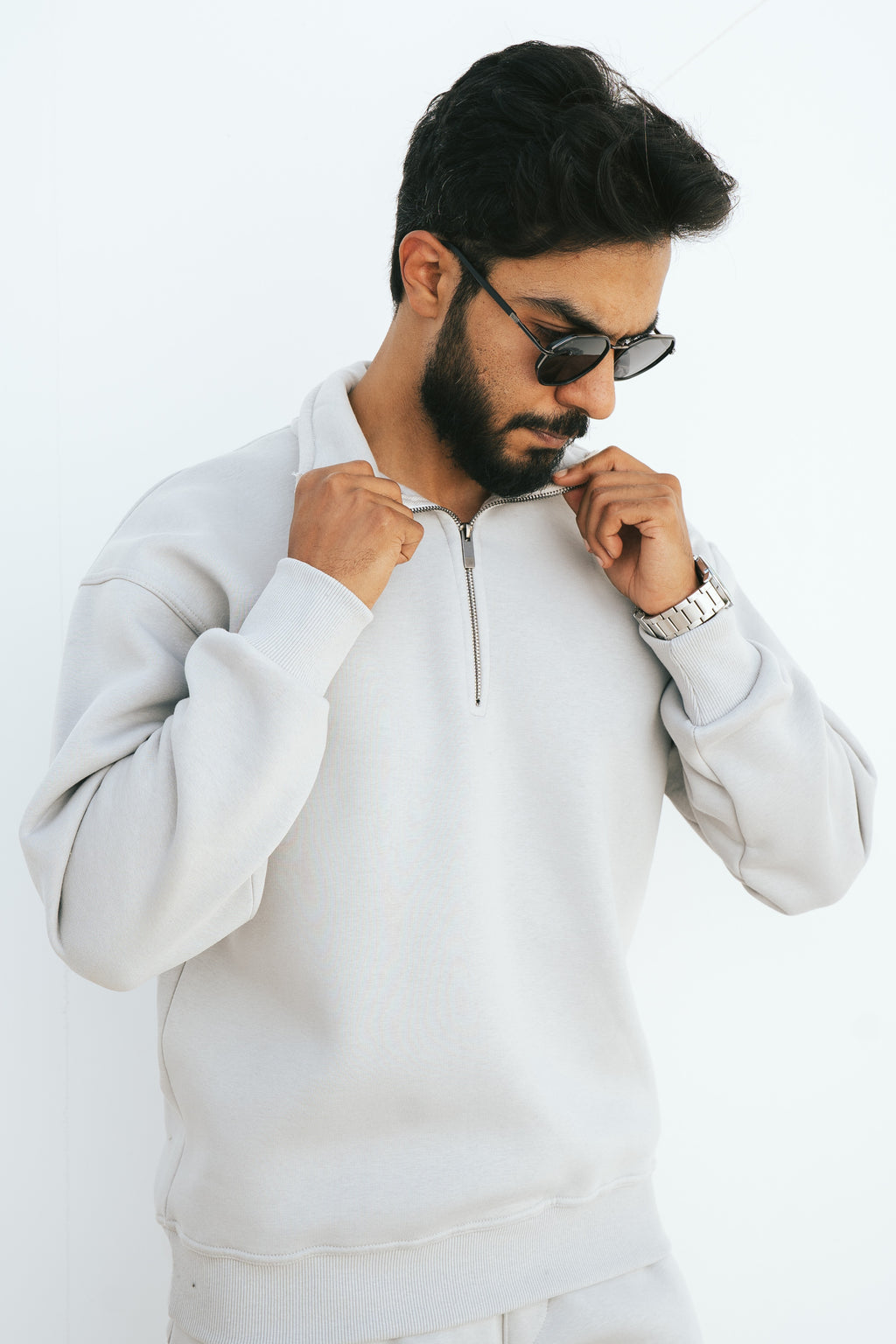 Half-Zip Sweatshirt (Light Gray)