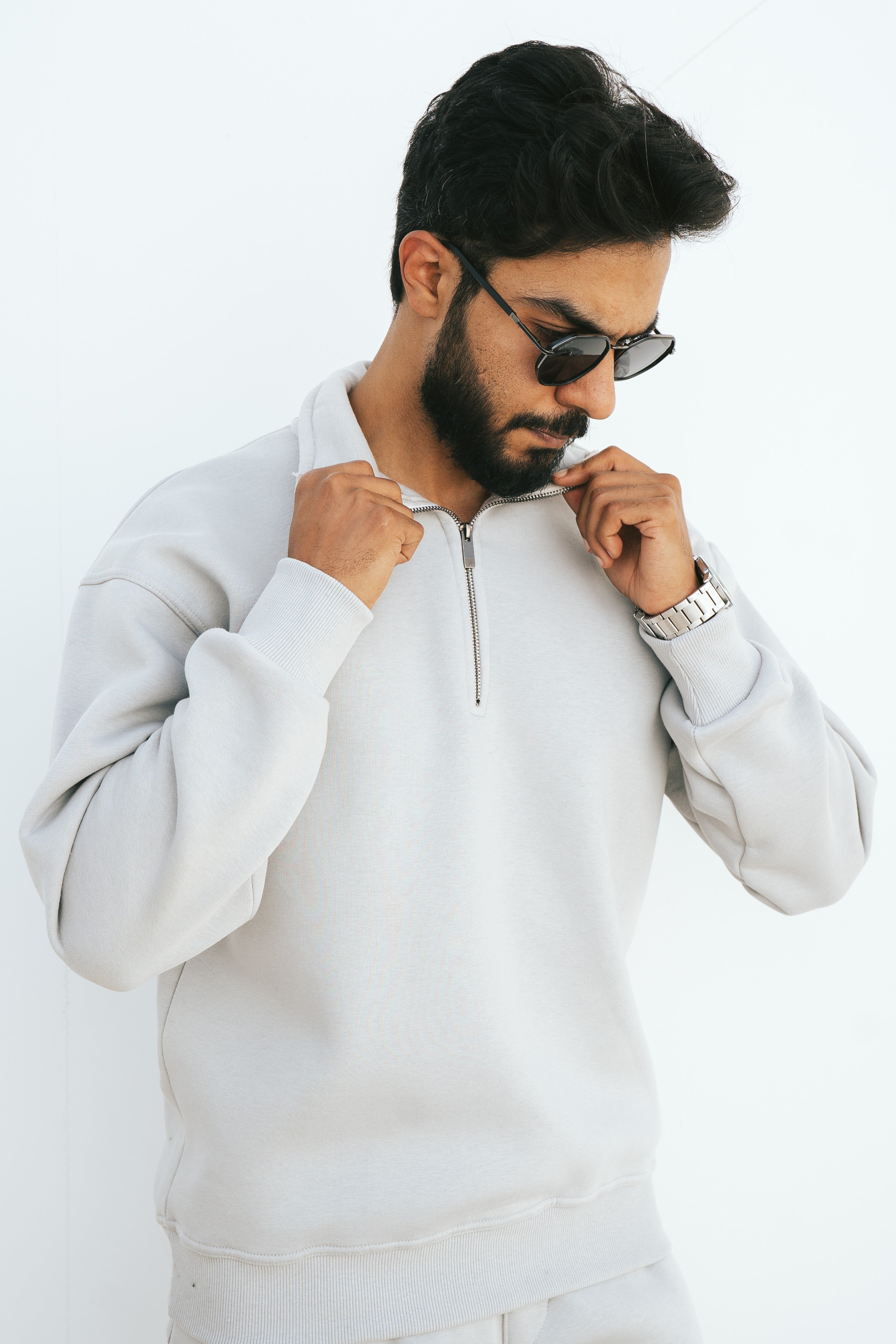 Half-Zip Sweatshirt (Light Gray)