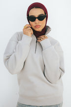 Half-Zip Sweatshirt (Light Gray)