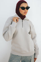 Half-Zip Sweatshirt (Light Gray)