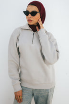 Half-Zip Sweatshirt (Light Gray)