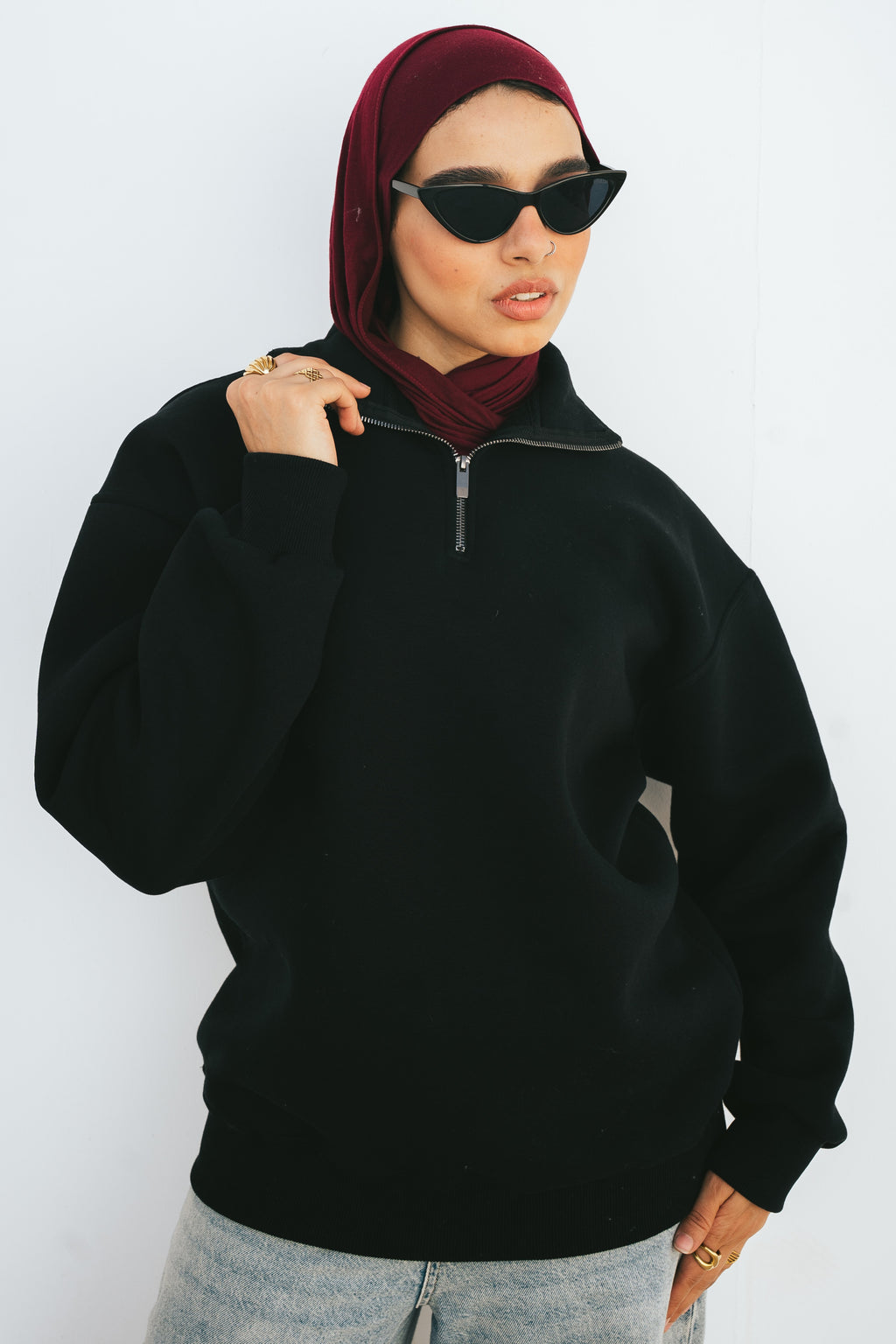 Half-Zip Sweatshirt (Black)