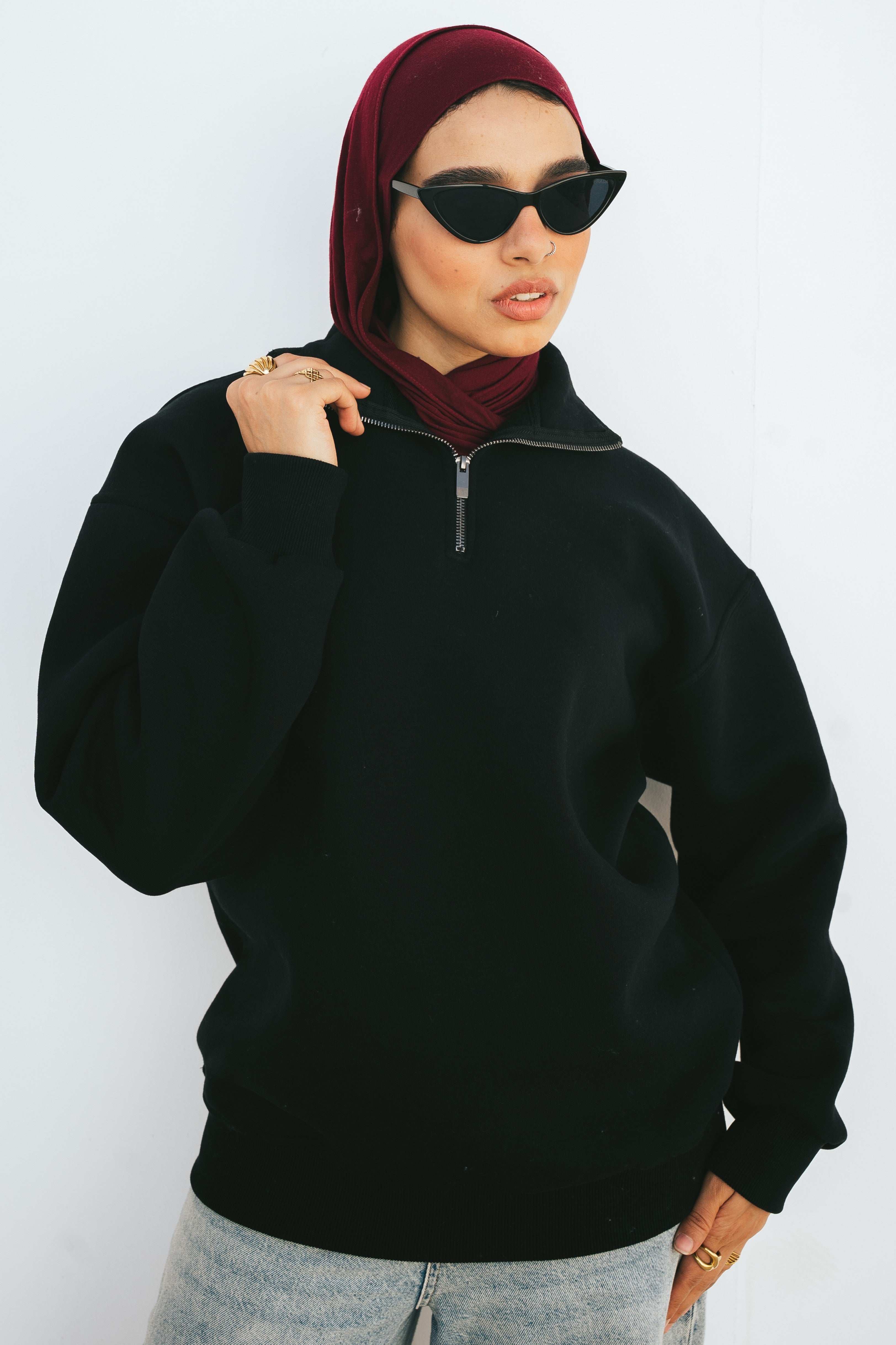 Half-Zip Sweatshirt (Black)