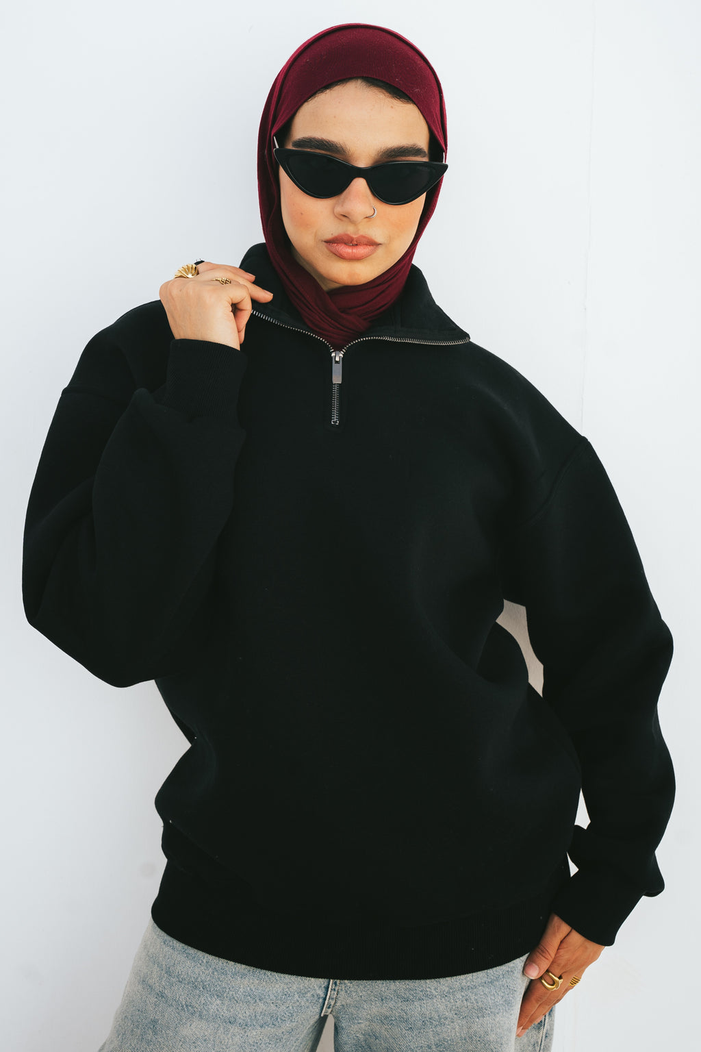 Half-Zip Sweatshirt (Black)