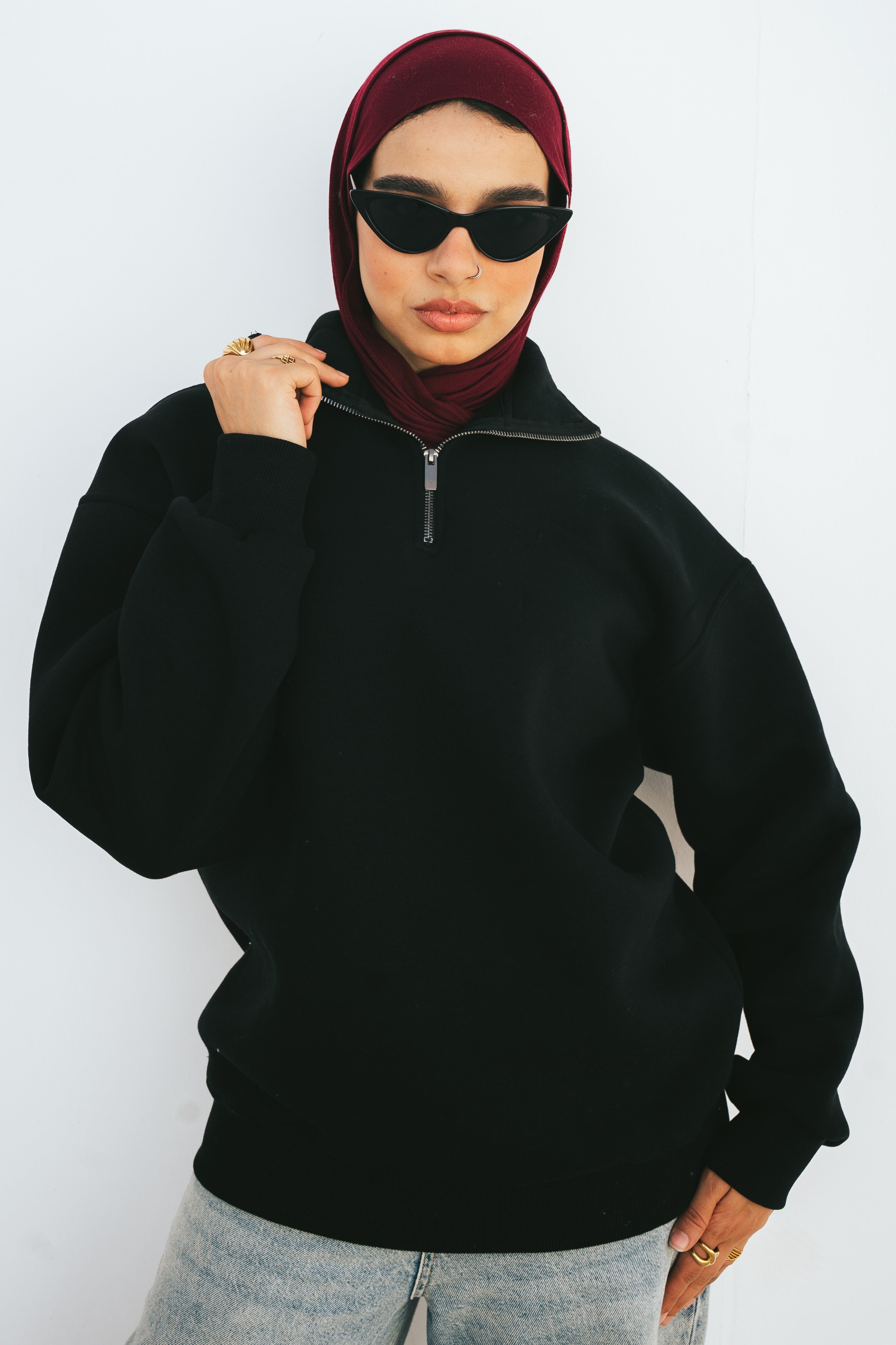 Half-Zip Sweatshirt (Black)