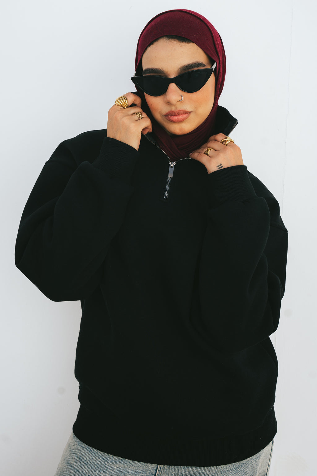 Half-Zip Sweatshirt (Black)