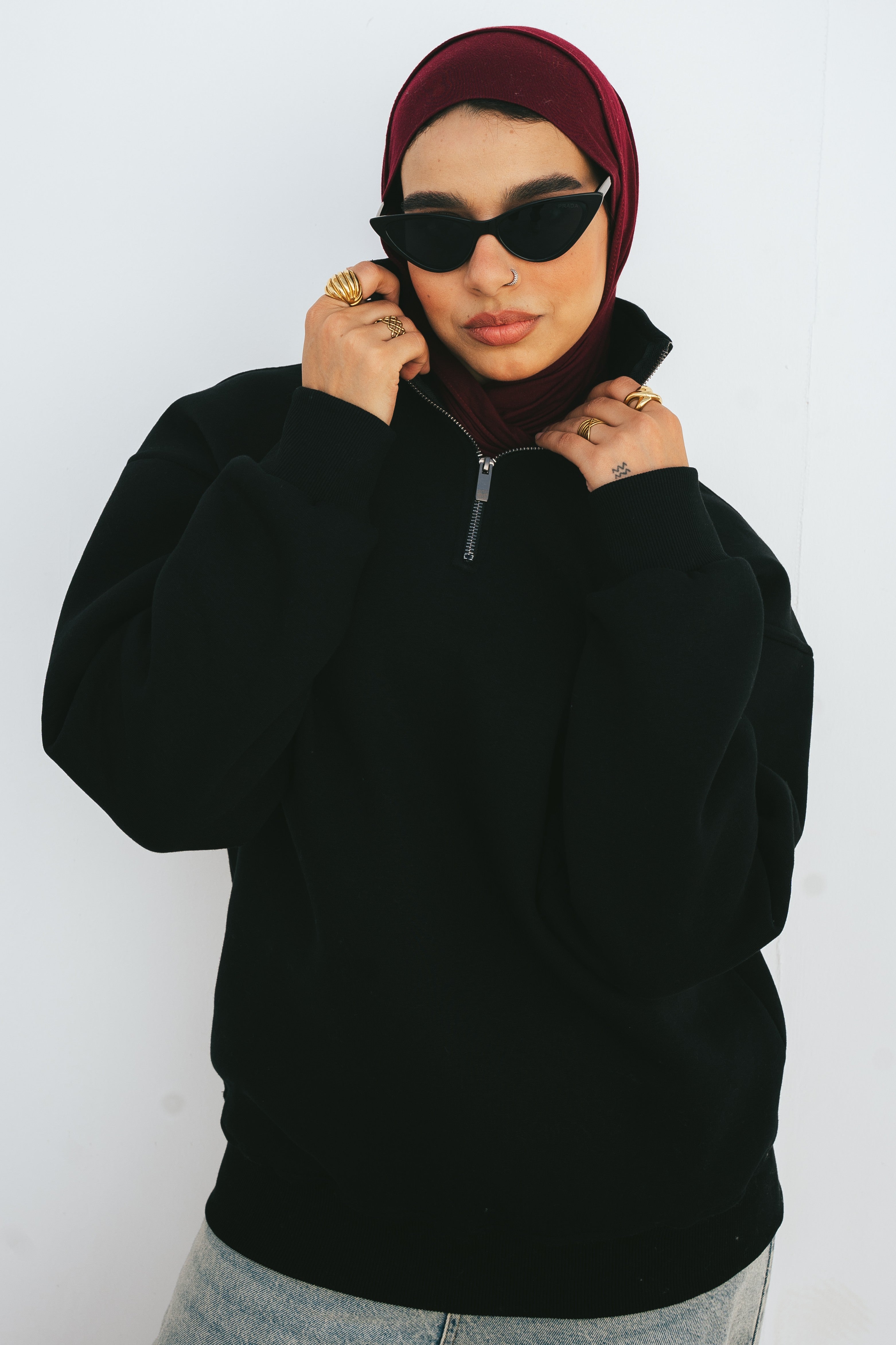 Half-Zip Sweatshirt (Black)