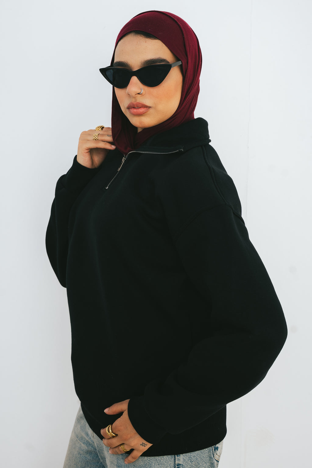 Half-Zip Sweatshirt (Black)